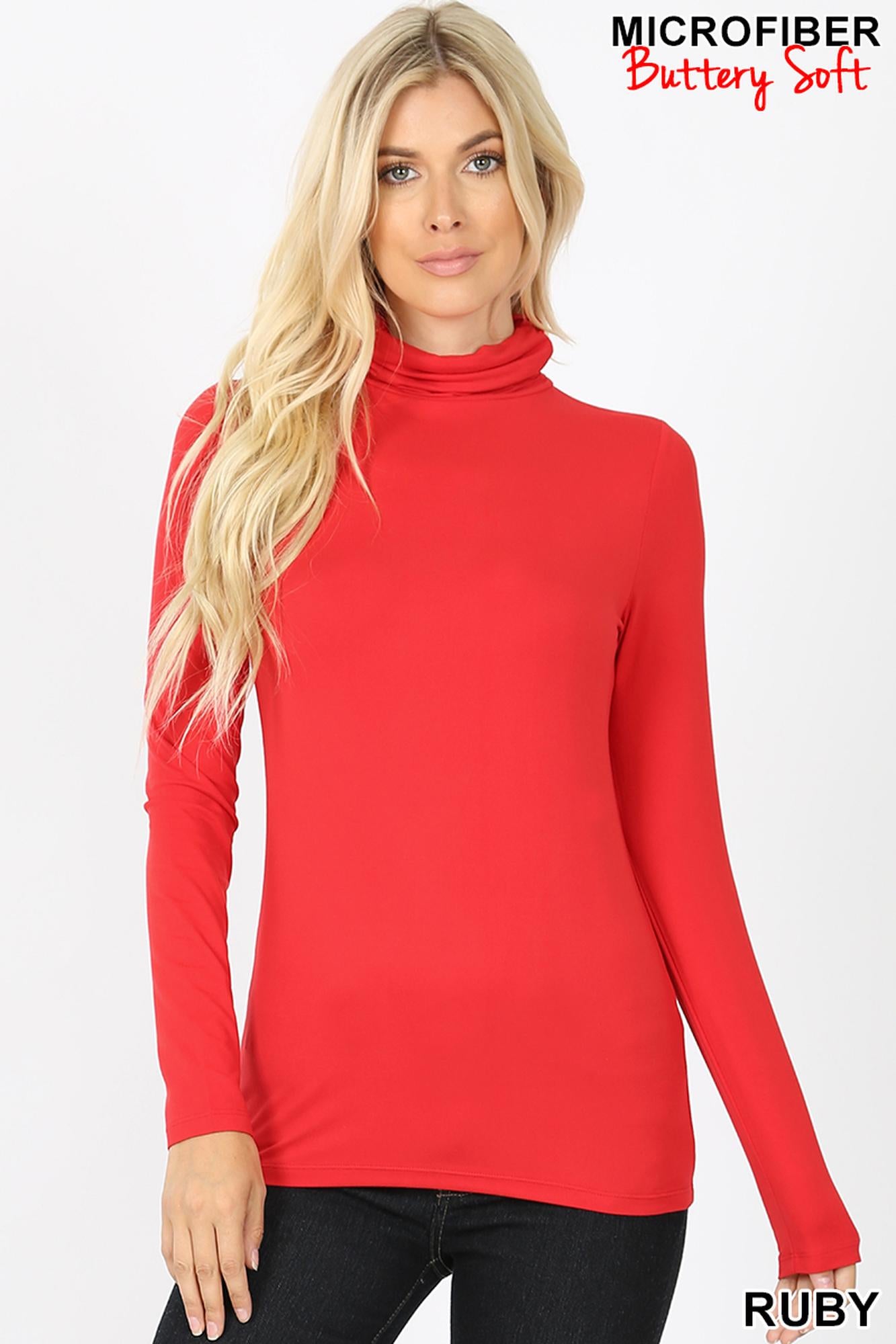 Brushed Microfiber Mock Neck Premium Top
