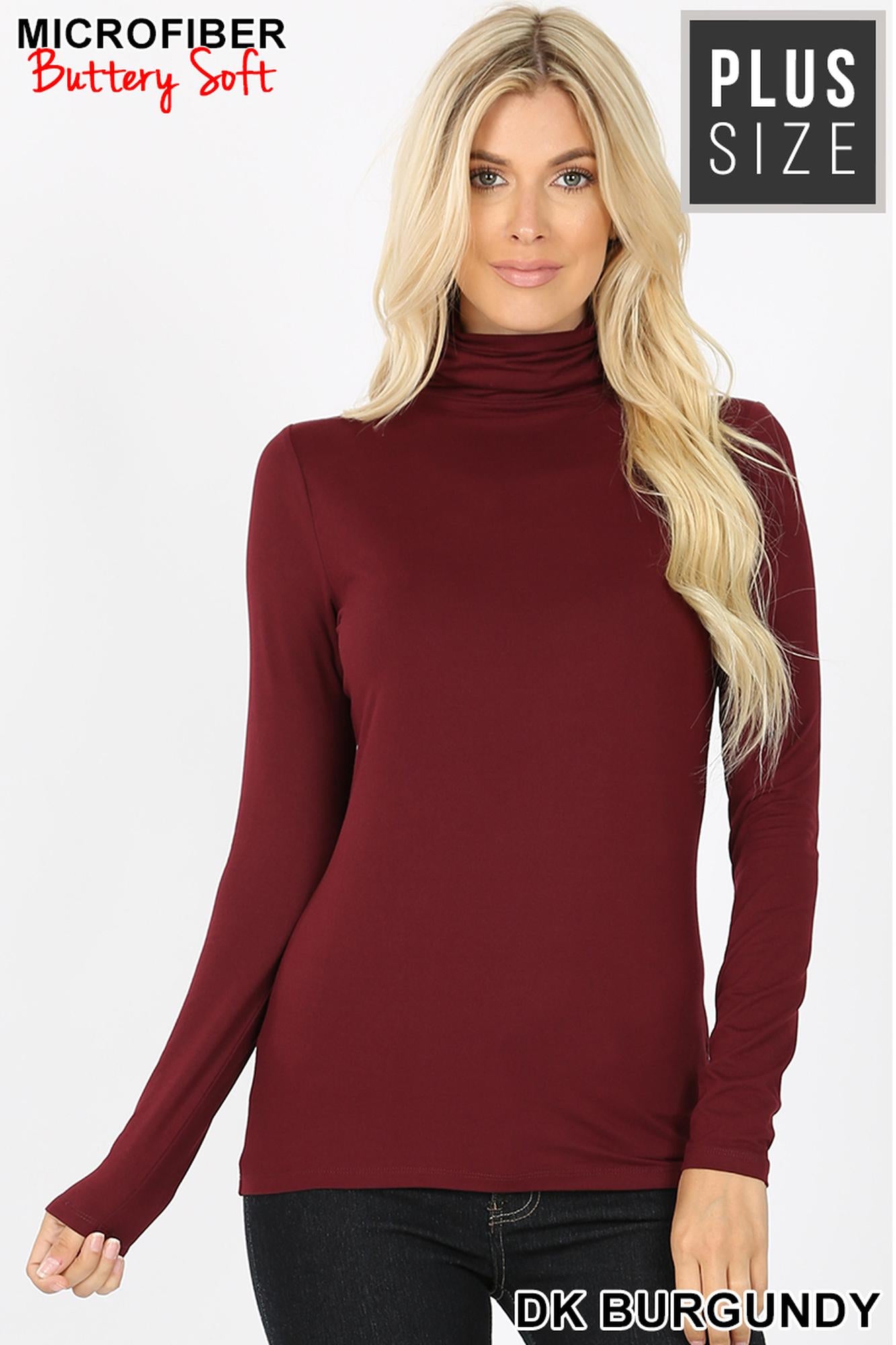 Brushed Microfiber Mock Neck Plus Size Premium Top