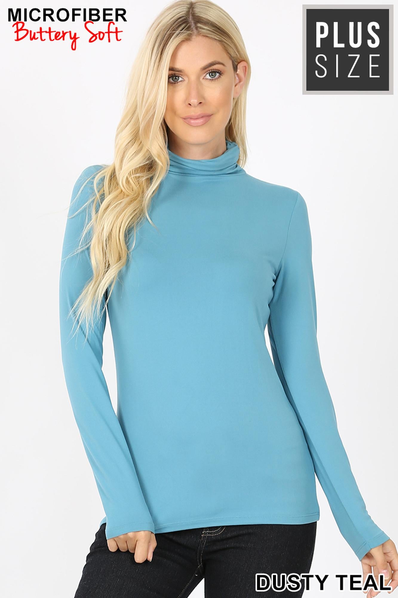 Brushed Microfiber Mock Neck Plus Size Premium Top