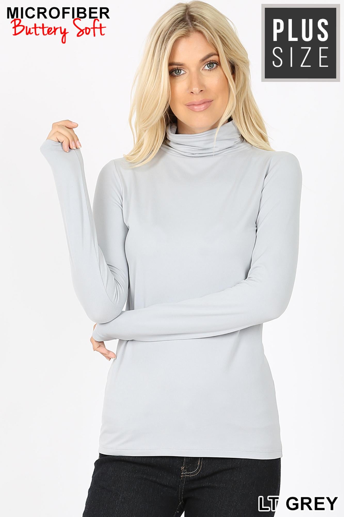 Brushed Microfiber Mock Neck Plus Size Premium Top