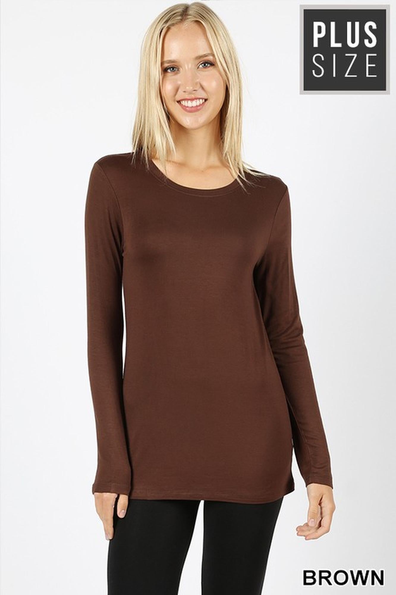 Premium Round Neck Long-Sleeve Rayon Plus Size Premium Top