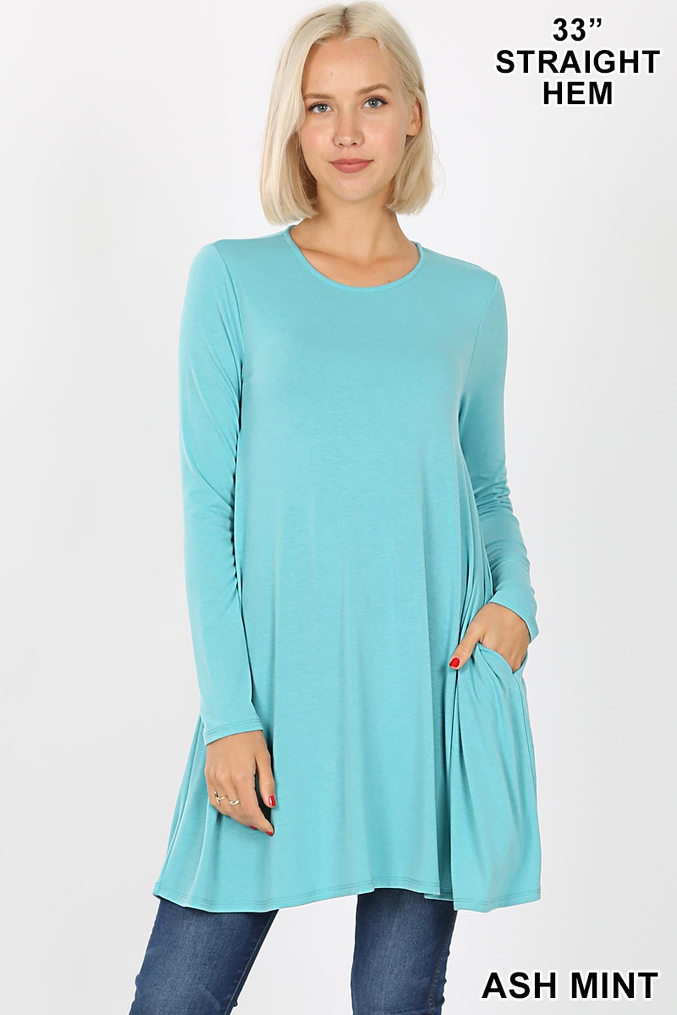 Long-Sleeve Swing Tunic with Pockets