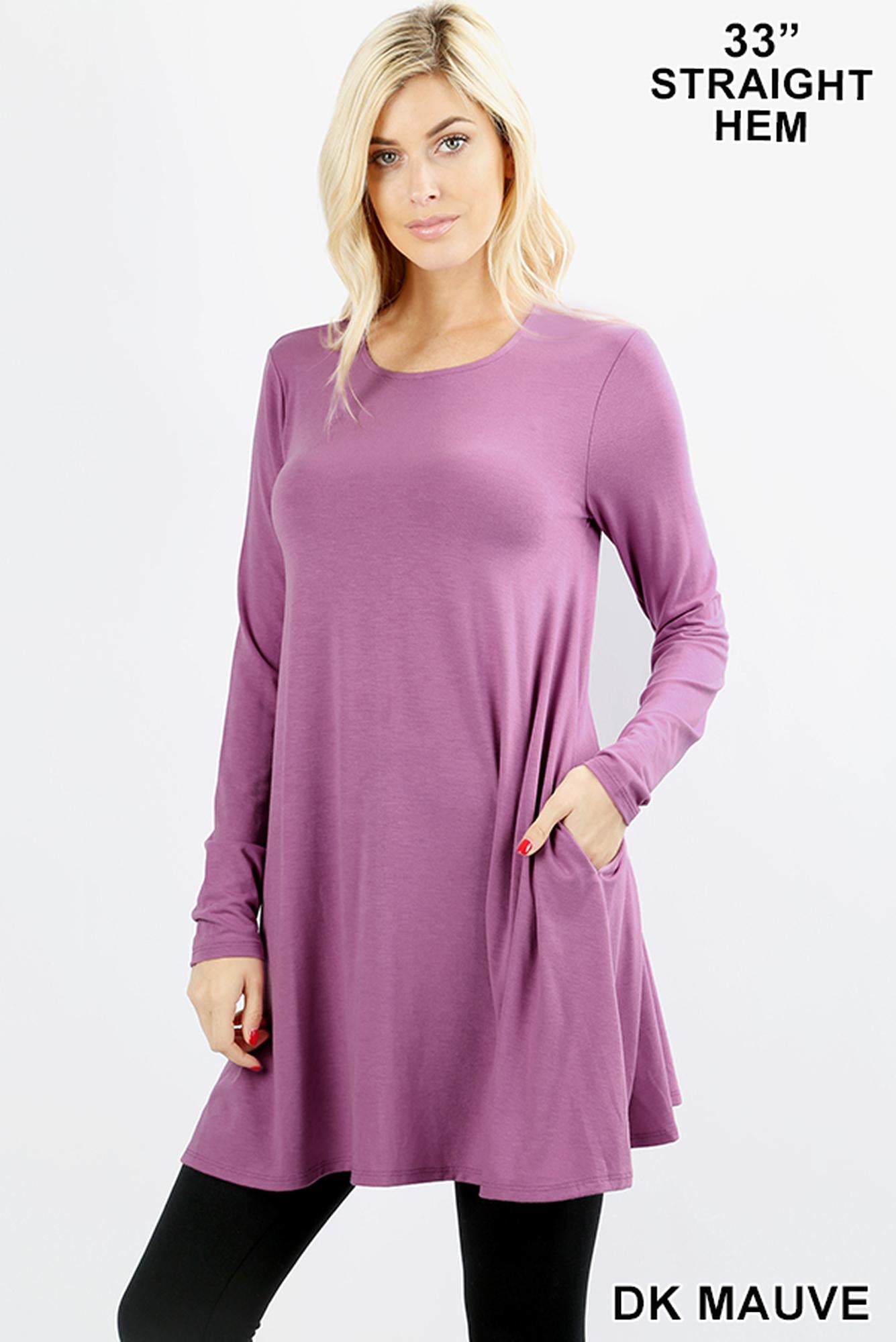 Long-Sleeve Swing Tunic with Pockets