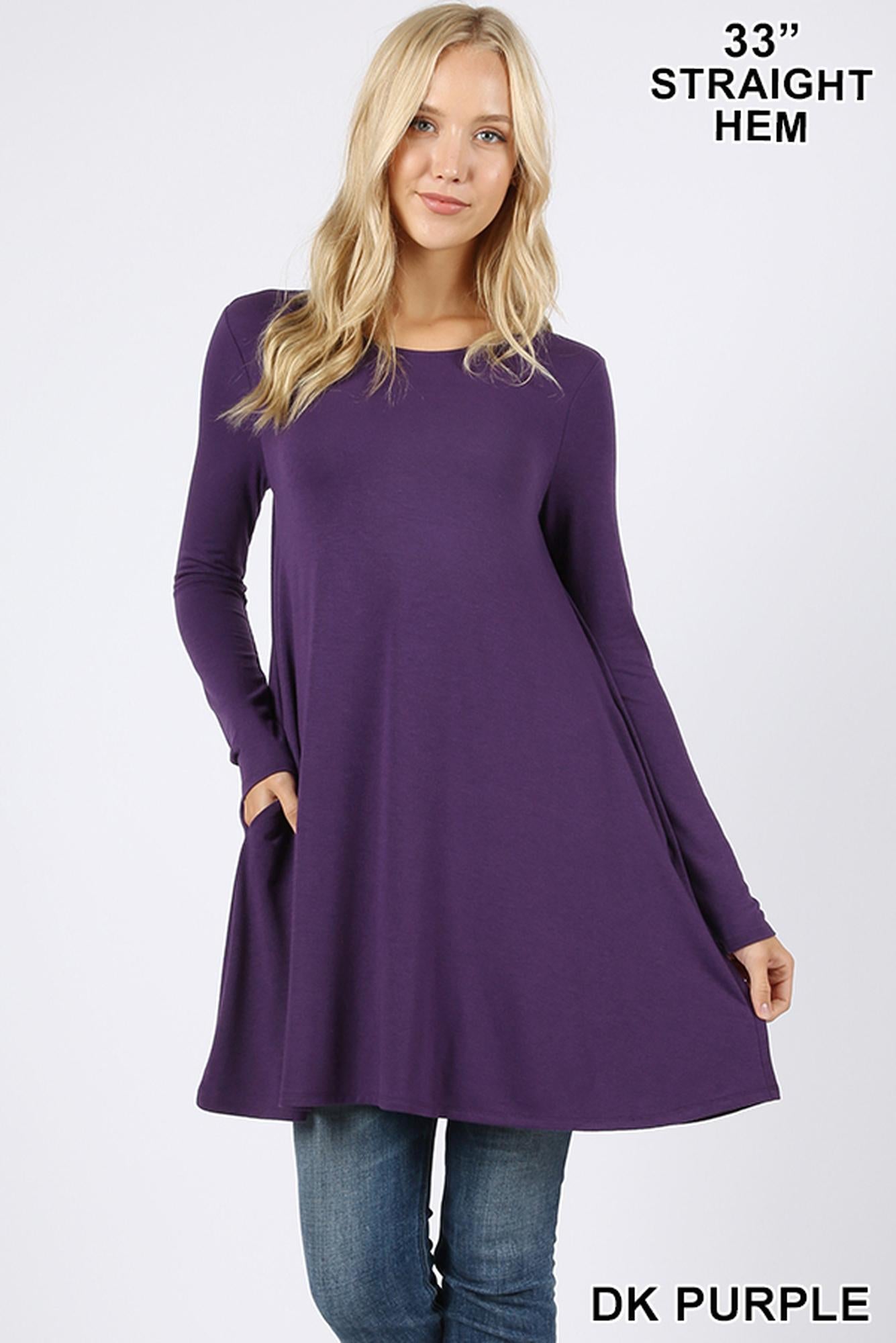 Long-Sleeve Swing Tunic with Pockets