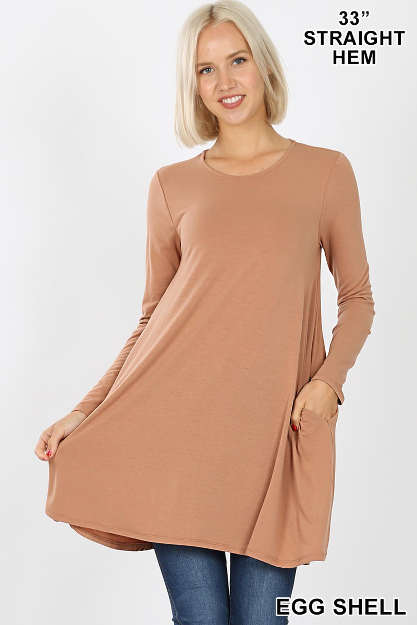 Long-Sleeve Swing Tunic with Pockets