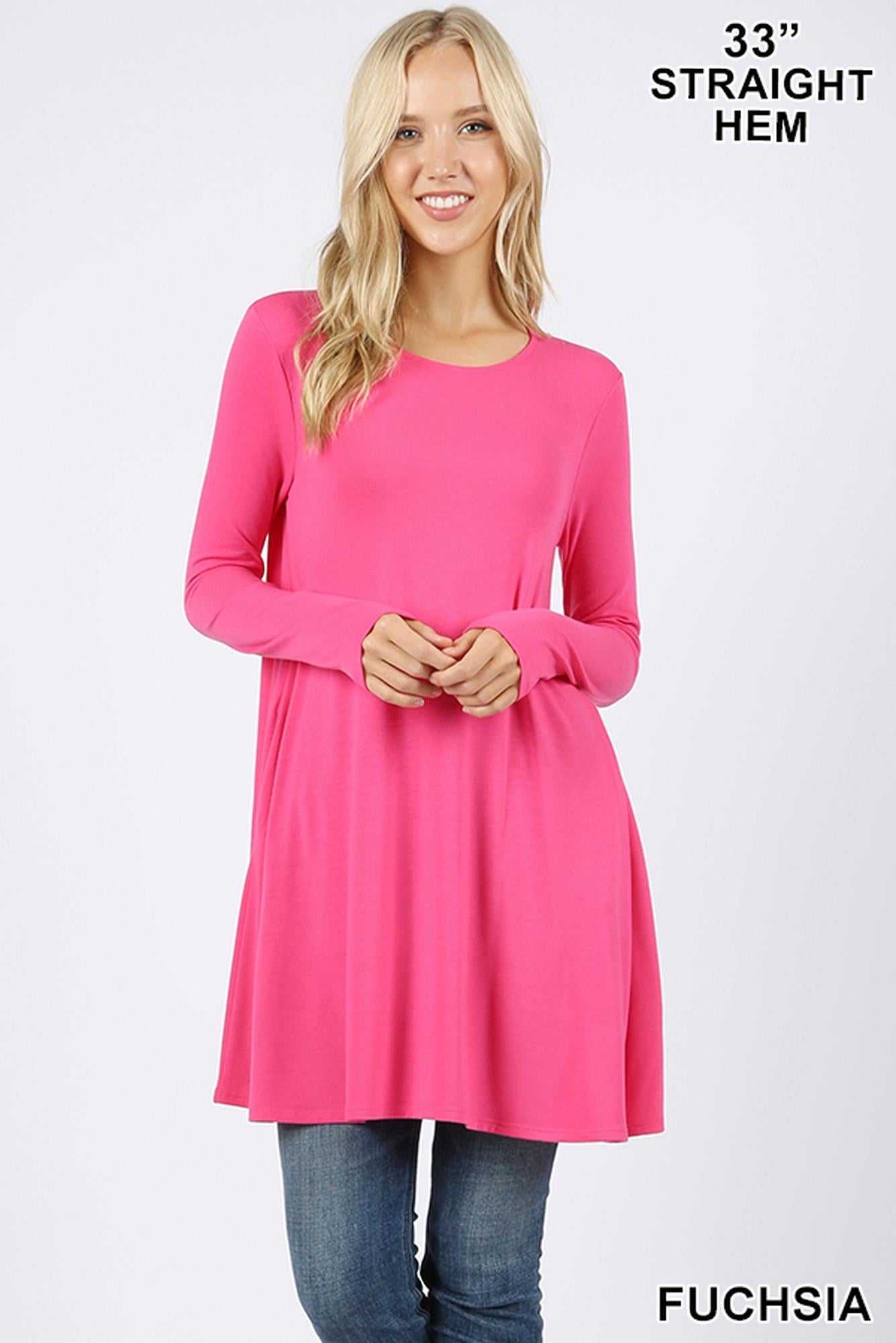 Long-Sleeve Swing Tunic with Pockets