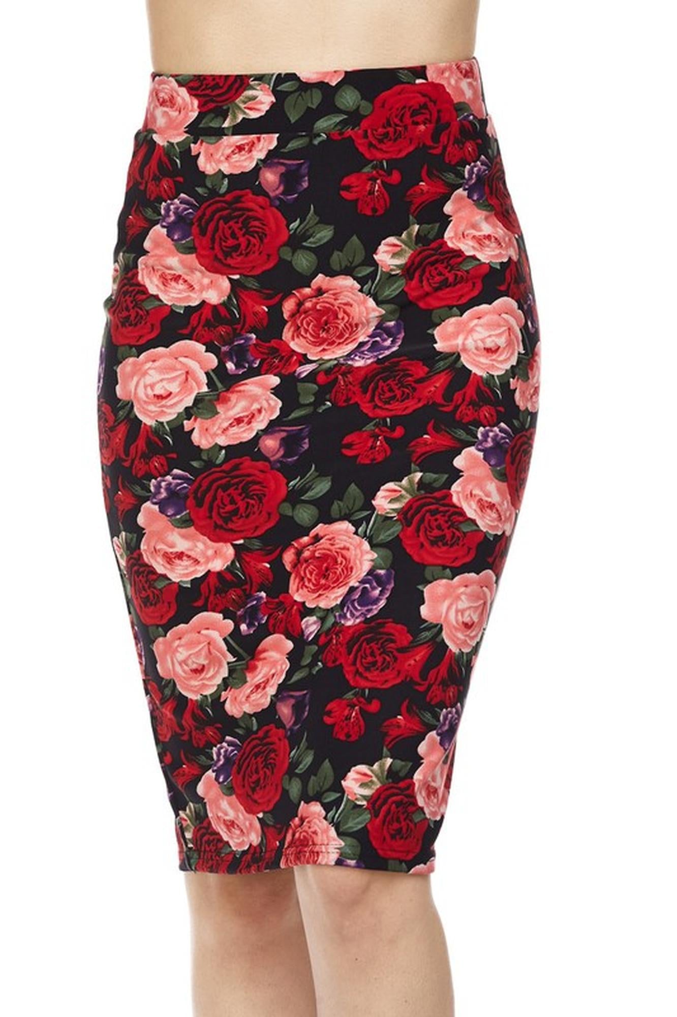 Silky Soft Scuba Vivid Rose Pencil Modern Skirt