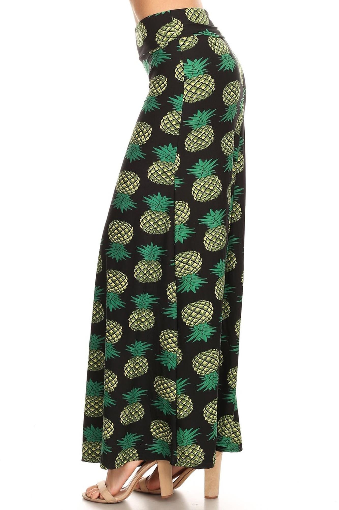 Buttery Soft Green Pineapple Maxi Modern Skirt