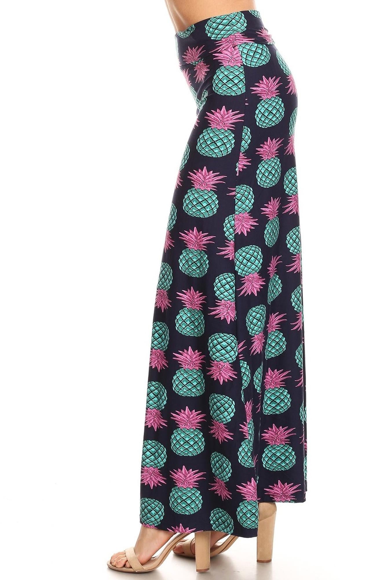 Buttery Soft Teal Pineapple Maxi Modern Skirt