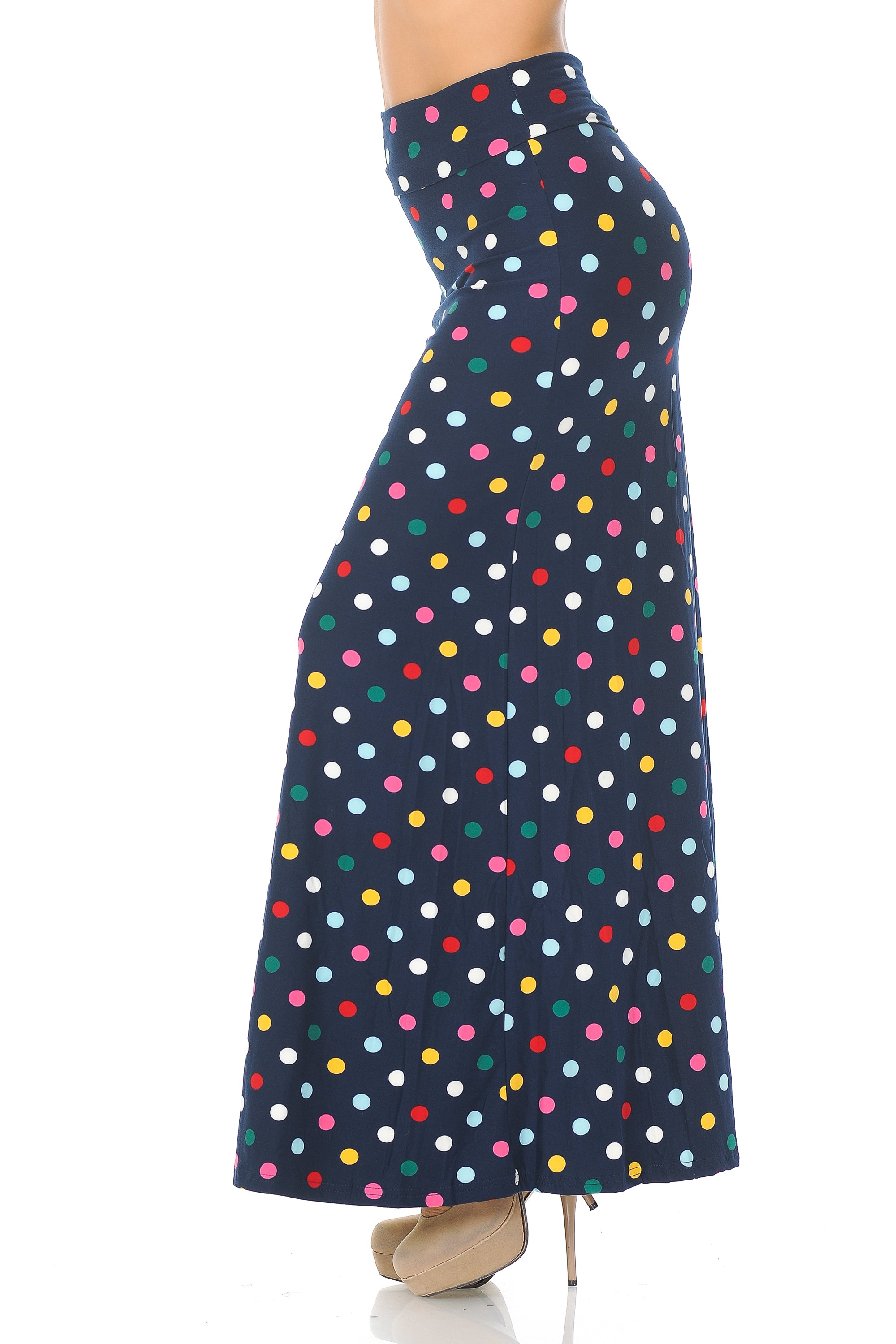 Buttery Soft Colorful Polka Dot Maxi Modern Skirt