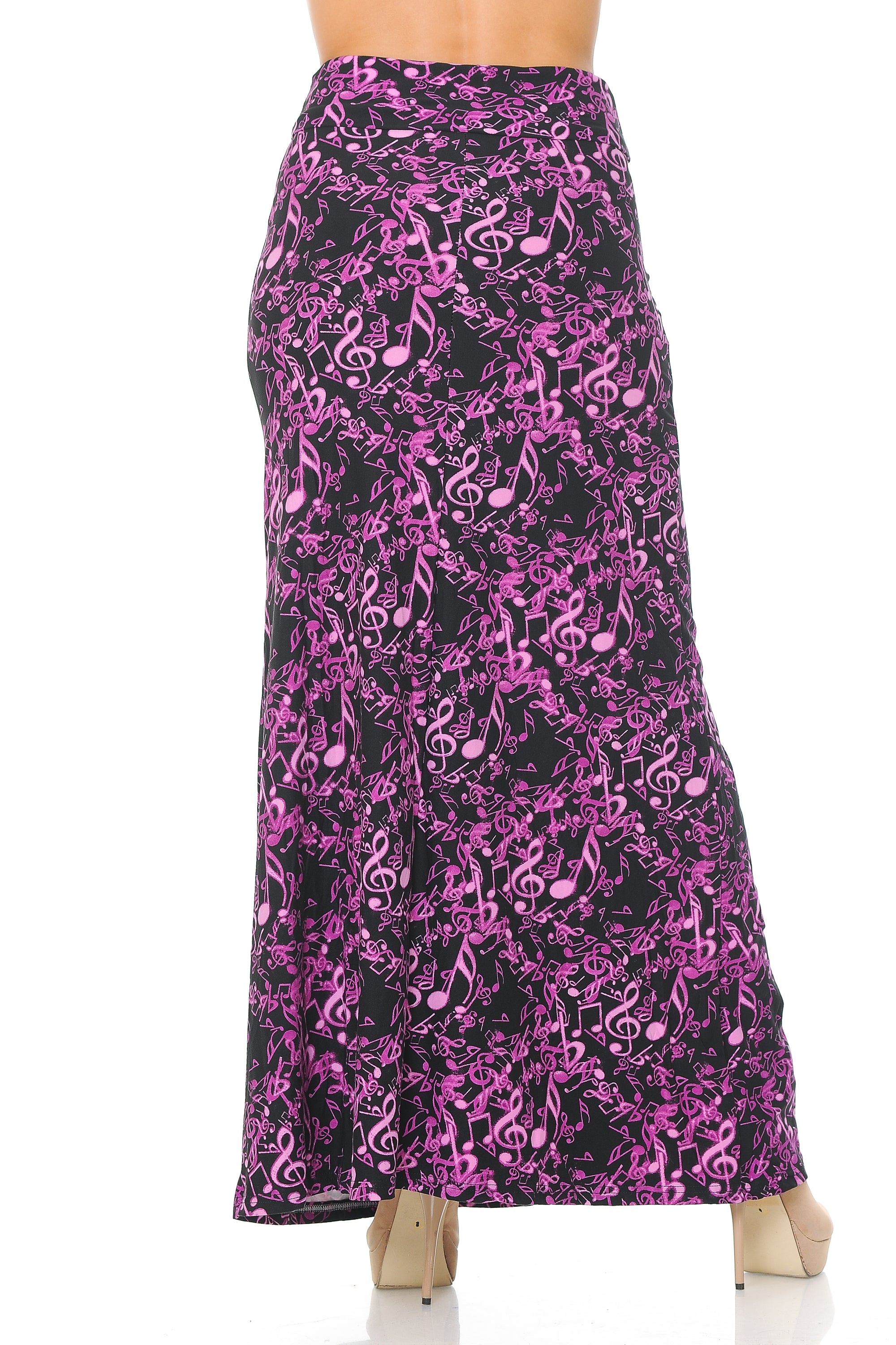 Buttery Soft Electric Fuchsia Music Note Maxi Modern Skirt