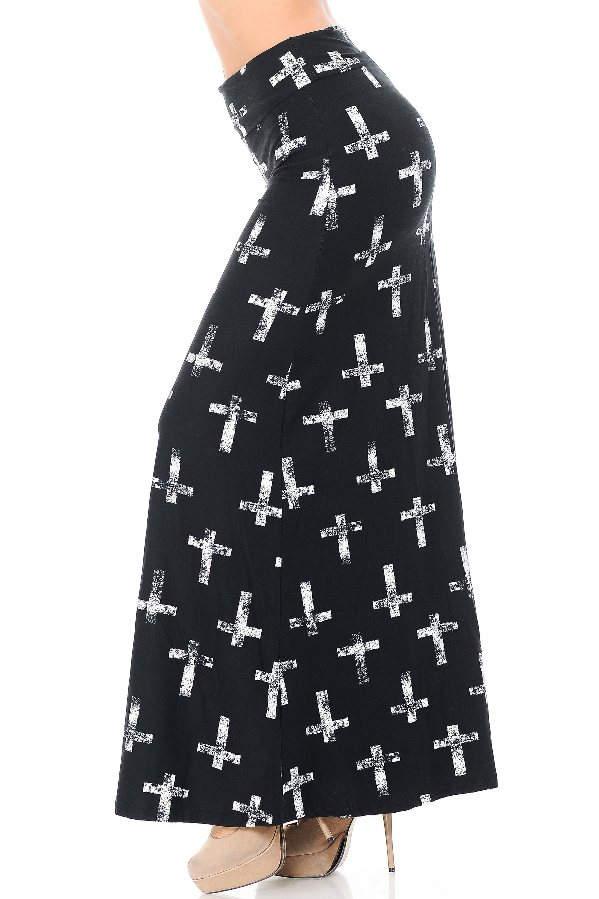Buttery Soft Faded Cross Plus Size Maxi Modern Skirt