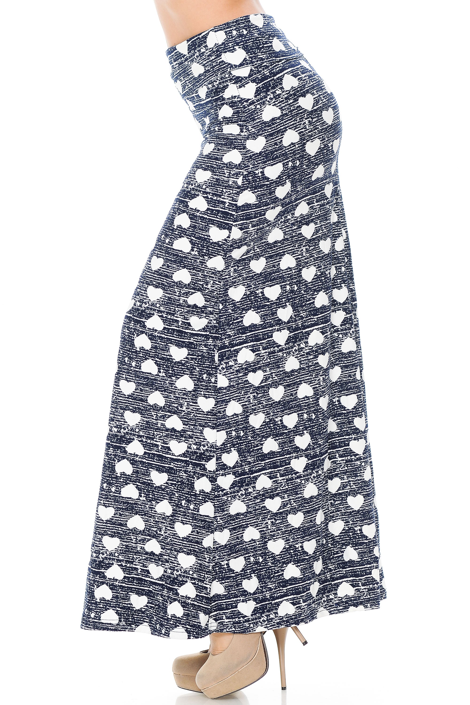 Buttery Soft Rustic Hearts Plus Size Maxi Modern Skirt