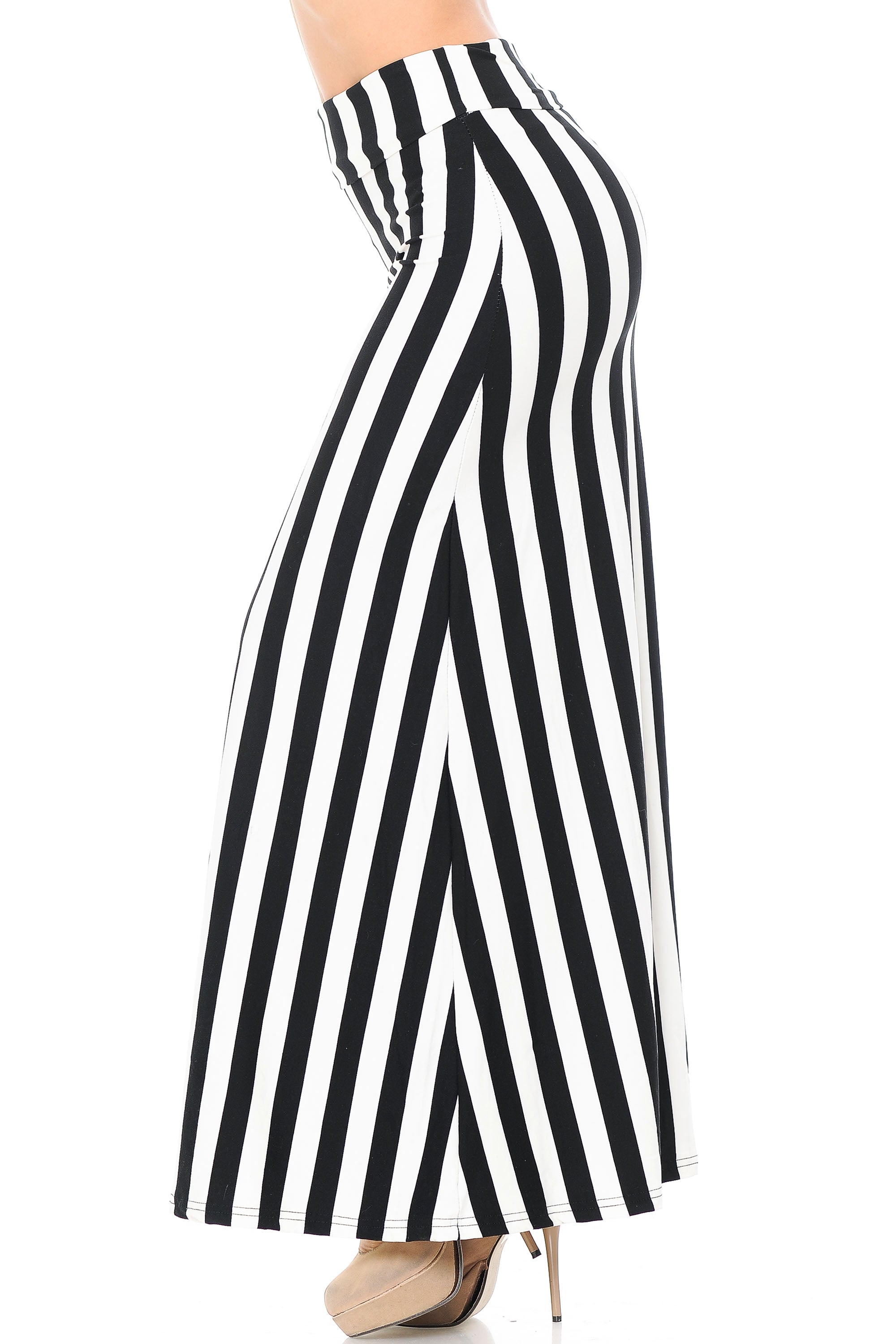Buttery Soft Black and White Wide Stripe Plus Size Maxi Modern Skirt