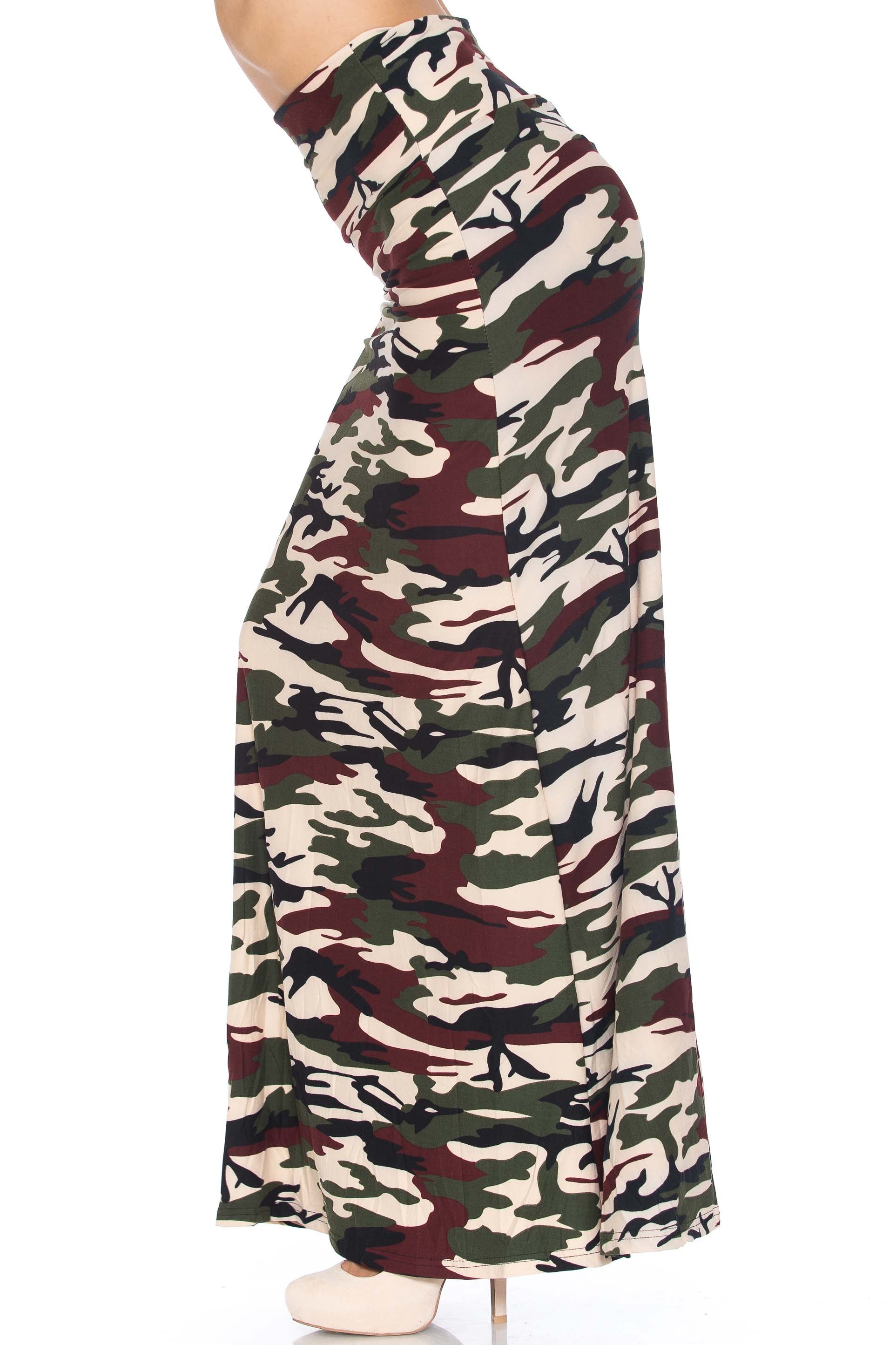 Buttery Soft Cozy Camouflage Plus Size Maxi Modern Skirt