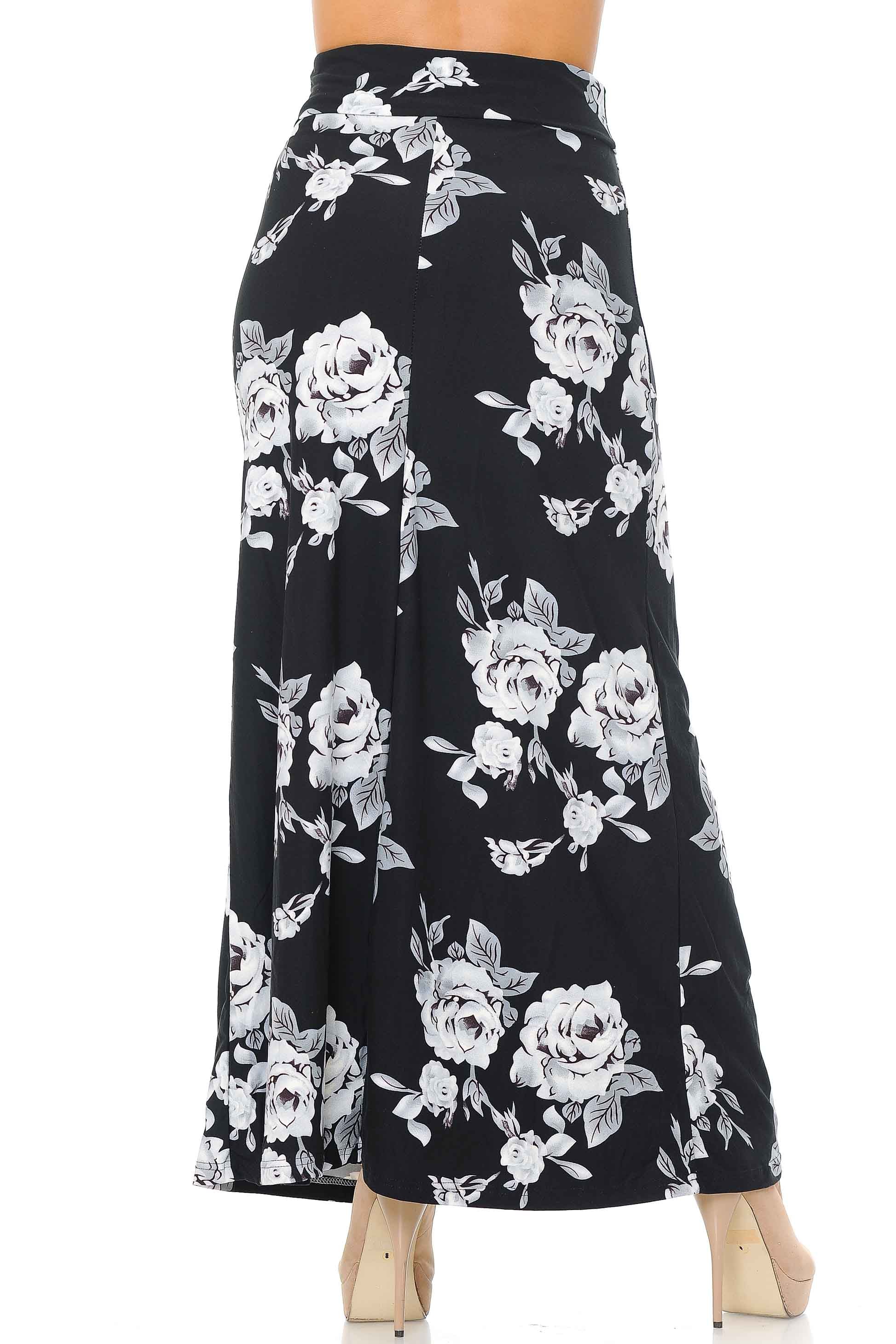 Buttery Soft White Jumbo Rose Maxi Modern Skirt
