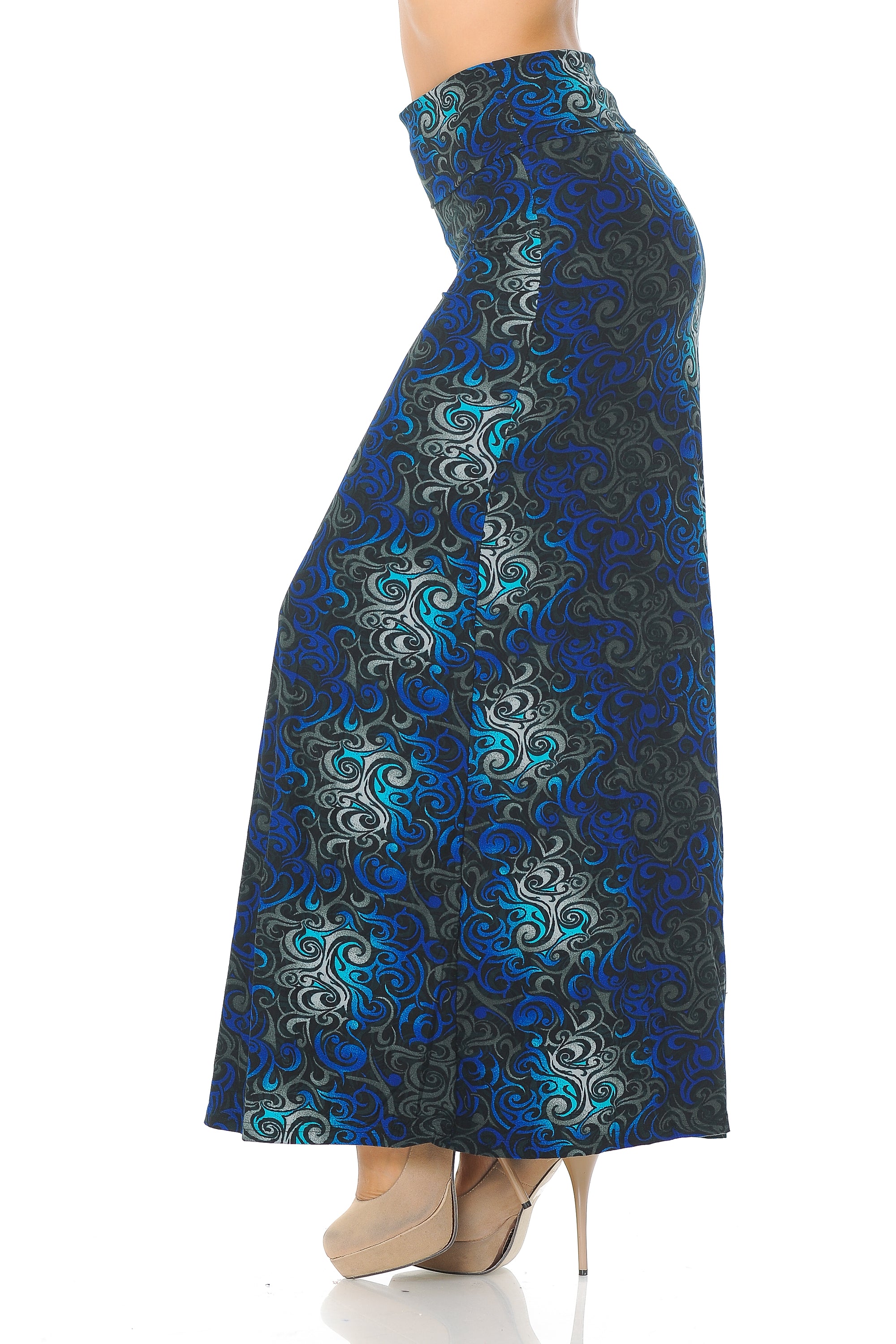 Buttery Soft Blue Twisted Swirl Maxi Modern Skirt