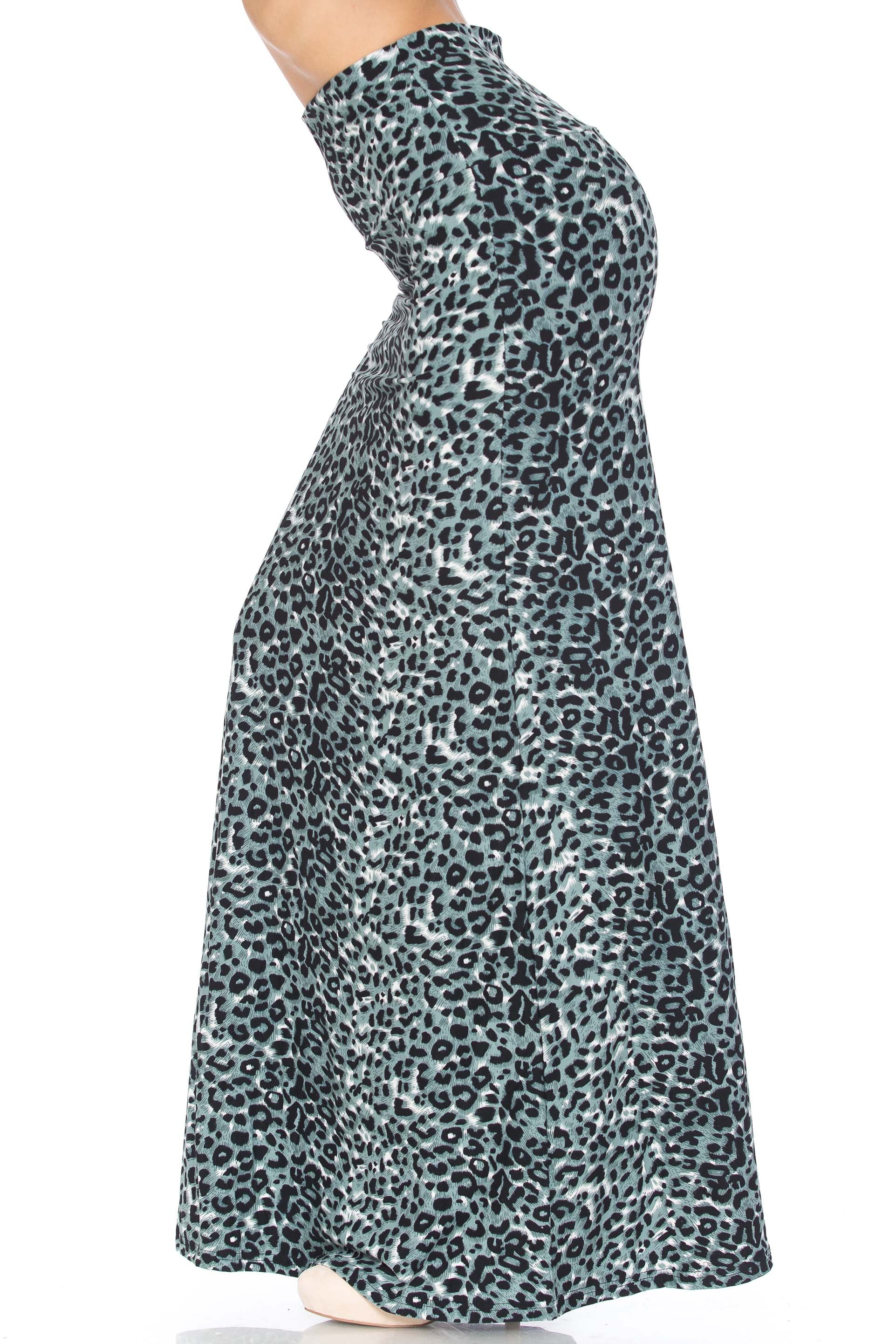 Buttery Soft Snow Leopard Maxi Modern Skirt