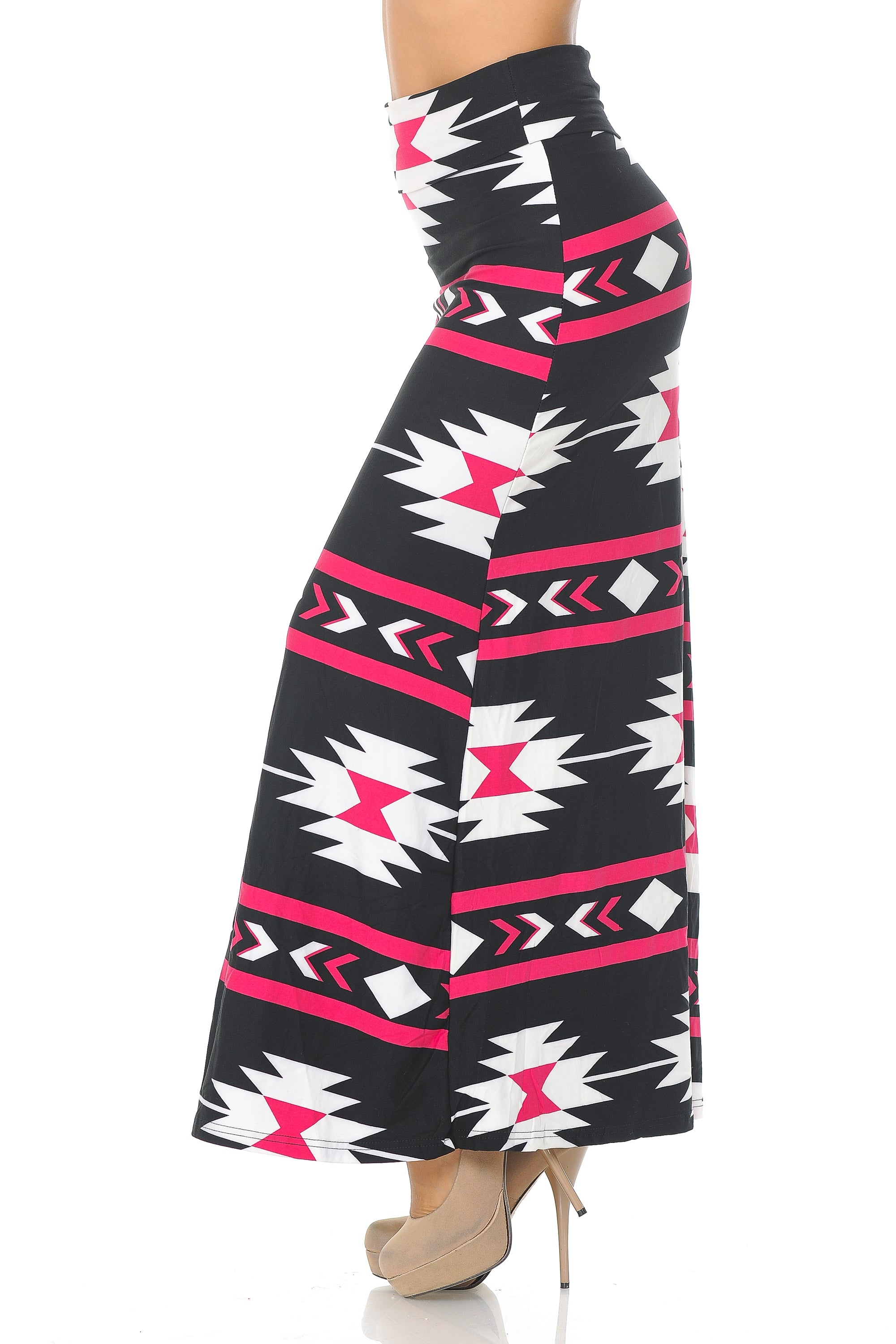 Buttery Soft Magenta Aztec Tribal Maxi Modern Skirt