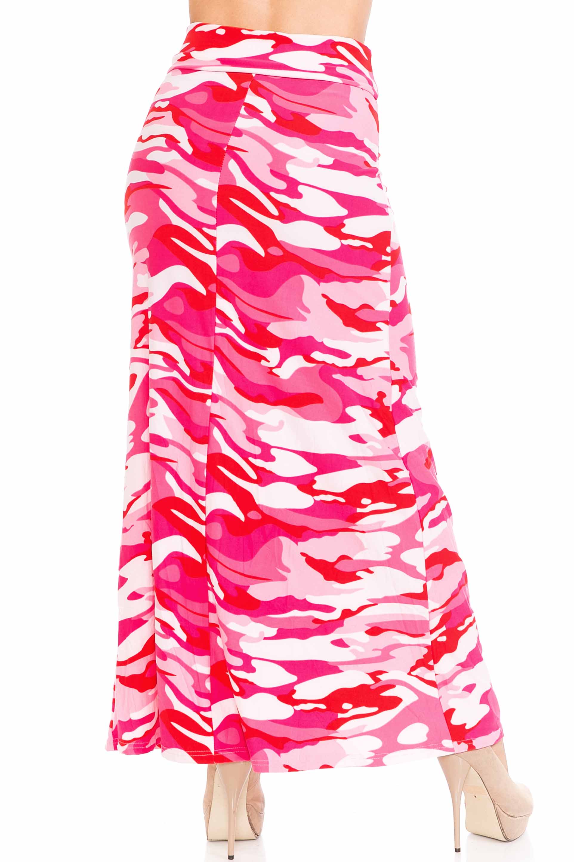 Buttery Soft Pink Camouflage Maxi Modern Skirt