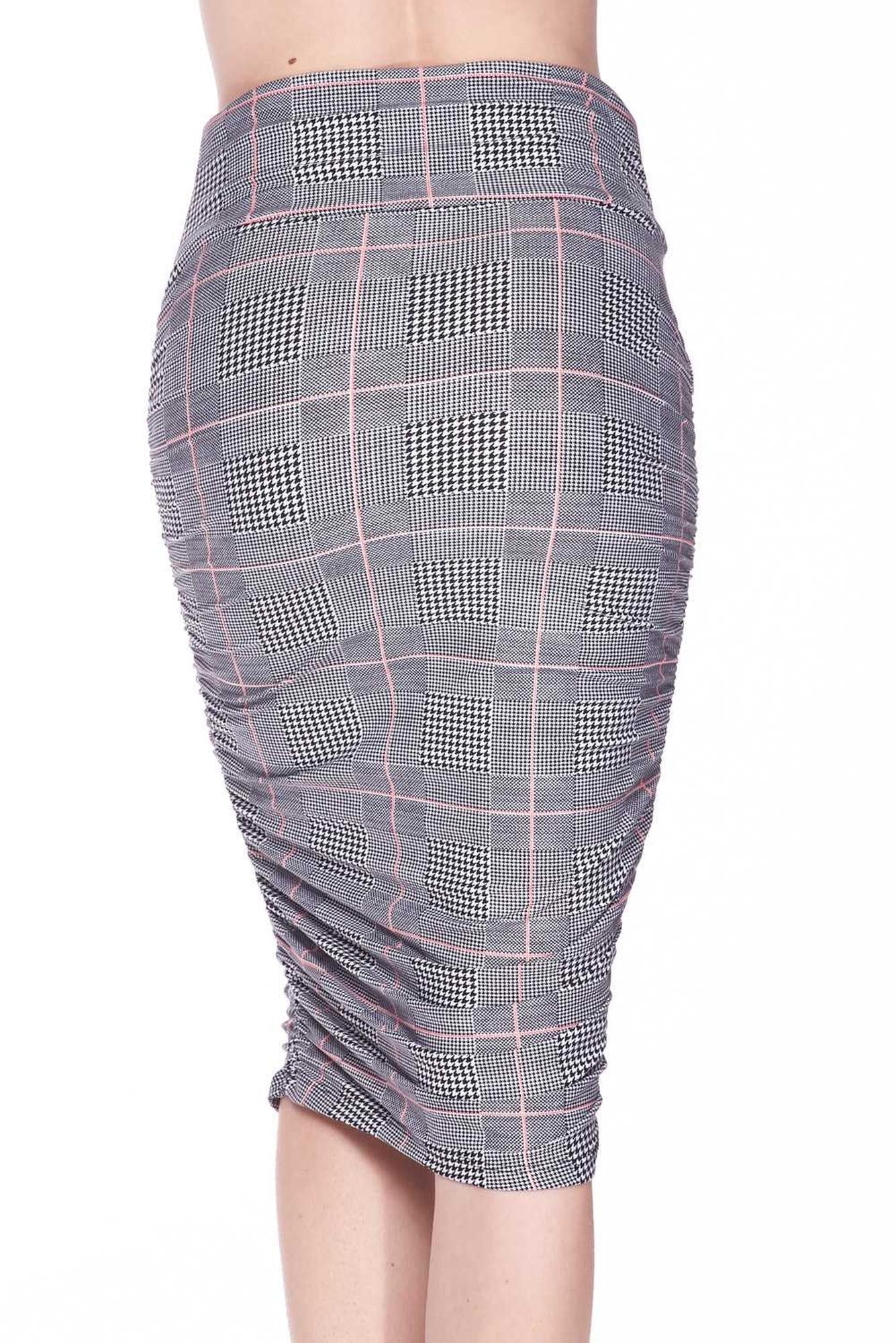 Buttery Soft Coral Accent Glenn Plaid Pencil Modern Skirt