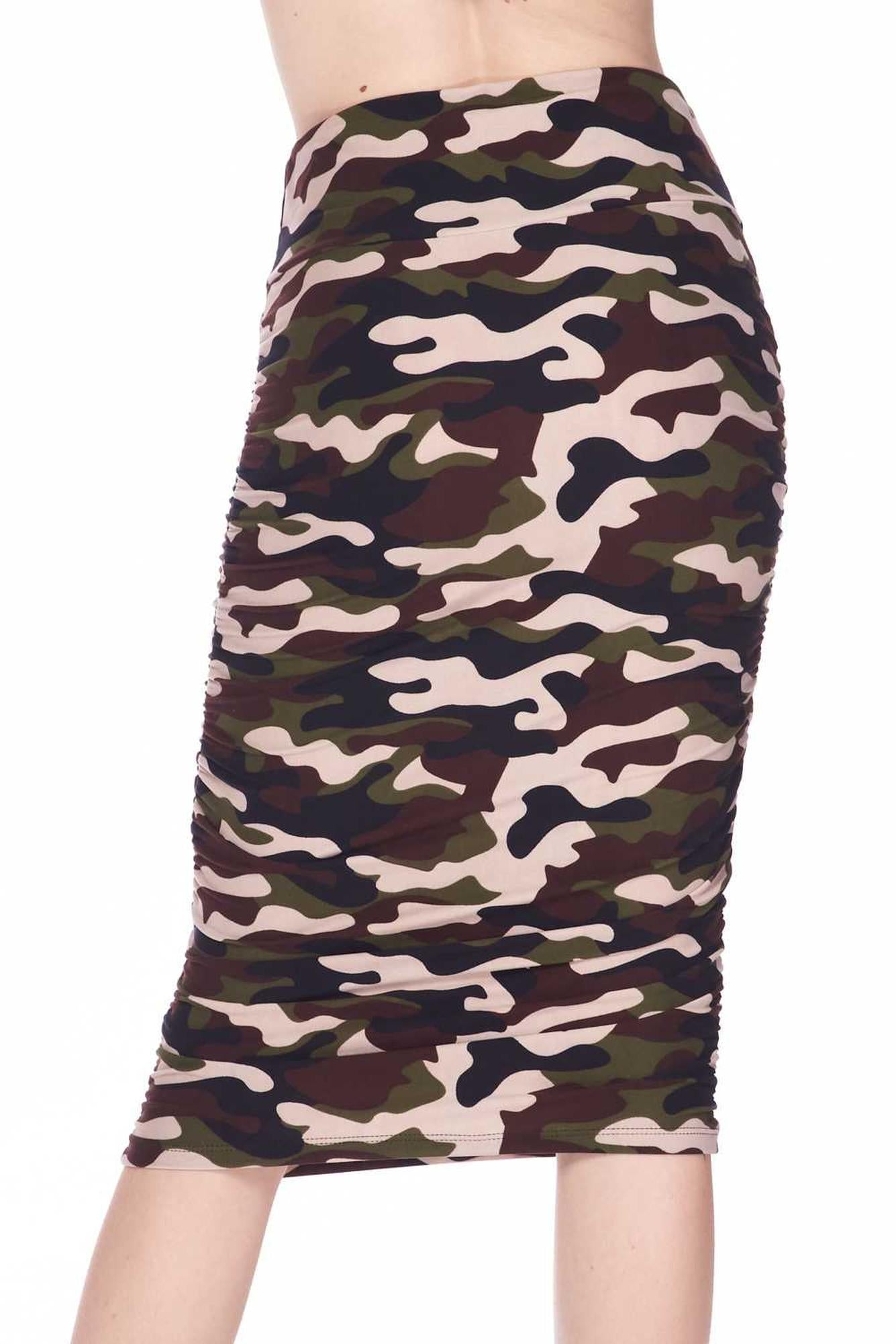 Buttery Soft Flirty Camouflage Pencil Modern Skirt