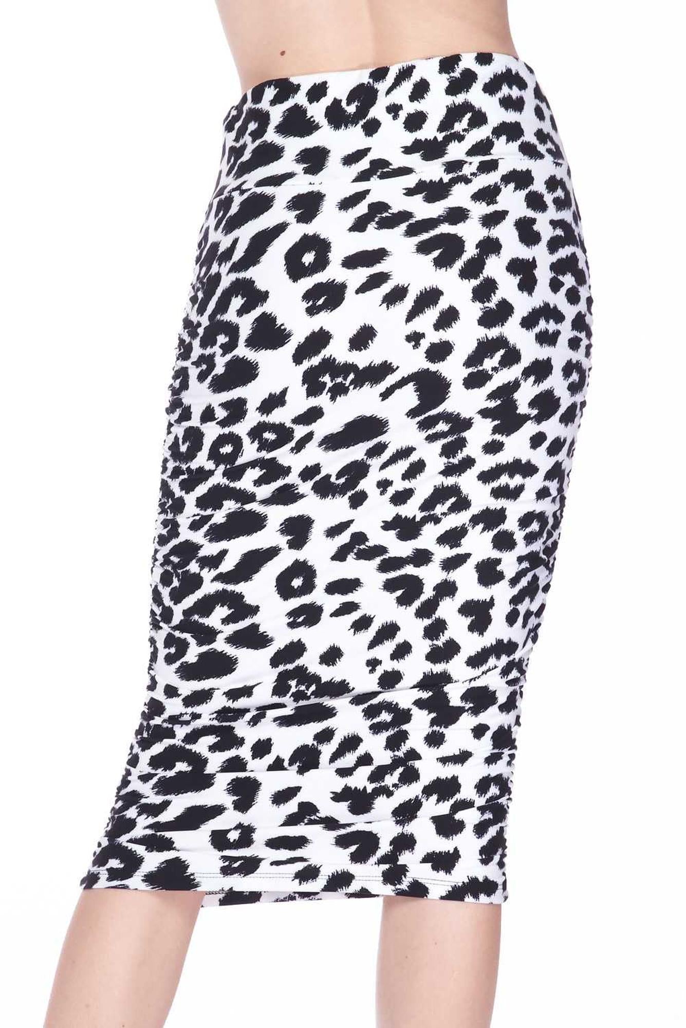 Buttery Soft Ivory Spotted Leopard Pencil Modern Skirt