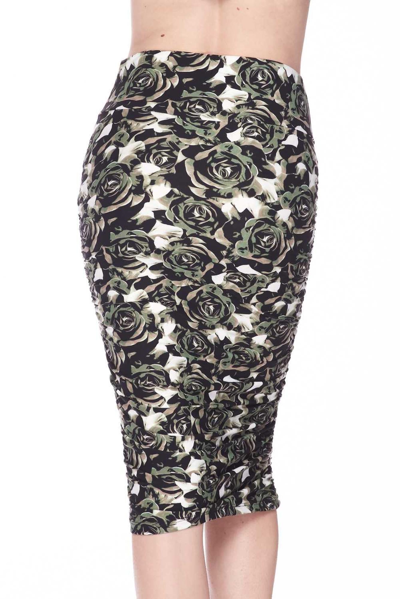 Buttery Soft Olive Rose Pencil Modern Skirt