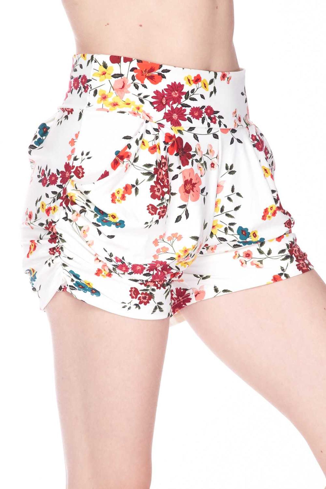 Buttery Soft Fresh Spring Floral Plus Size Harem Premium Shorts