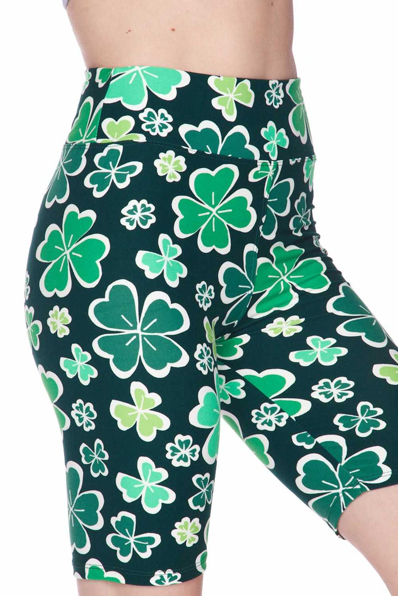 Buttery Soft Green Irish Clover Plus Size Premium Shorts - 3 Inch