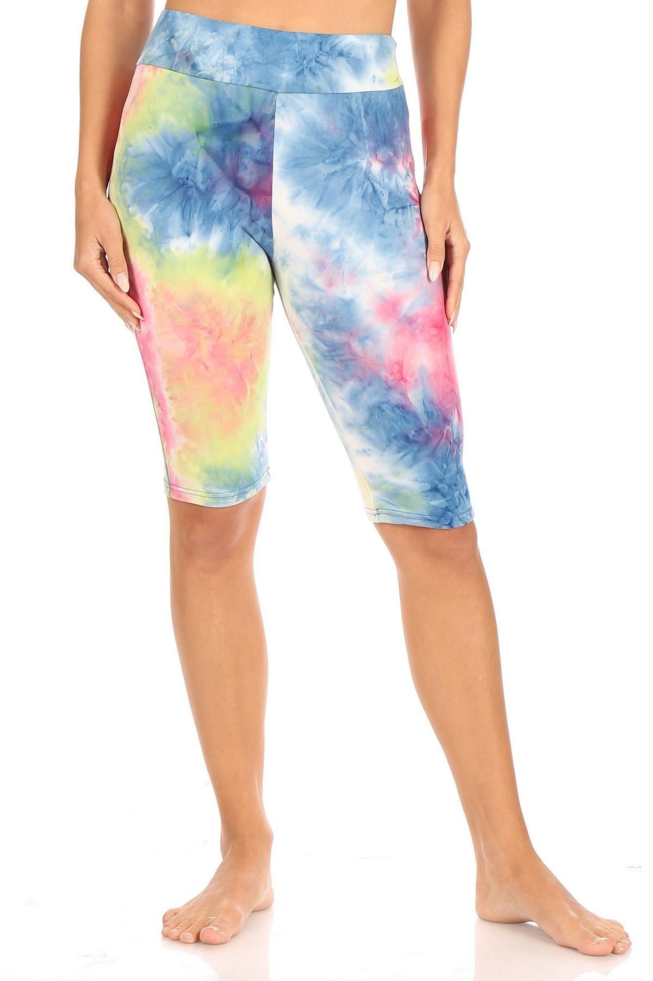 Brushed Tie Dye High Waisted Biker Premium Shorts