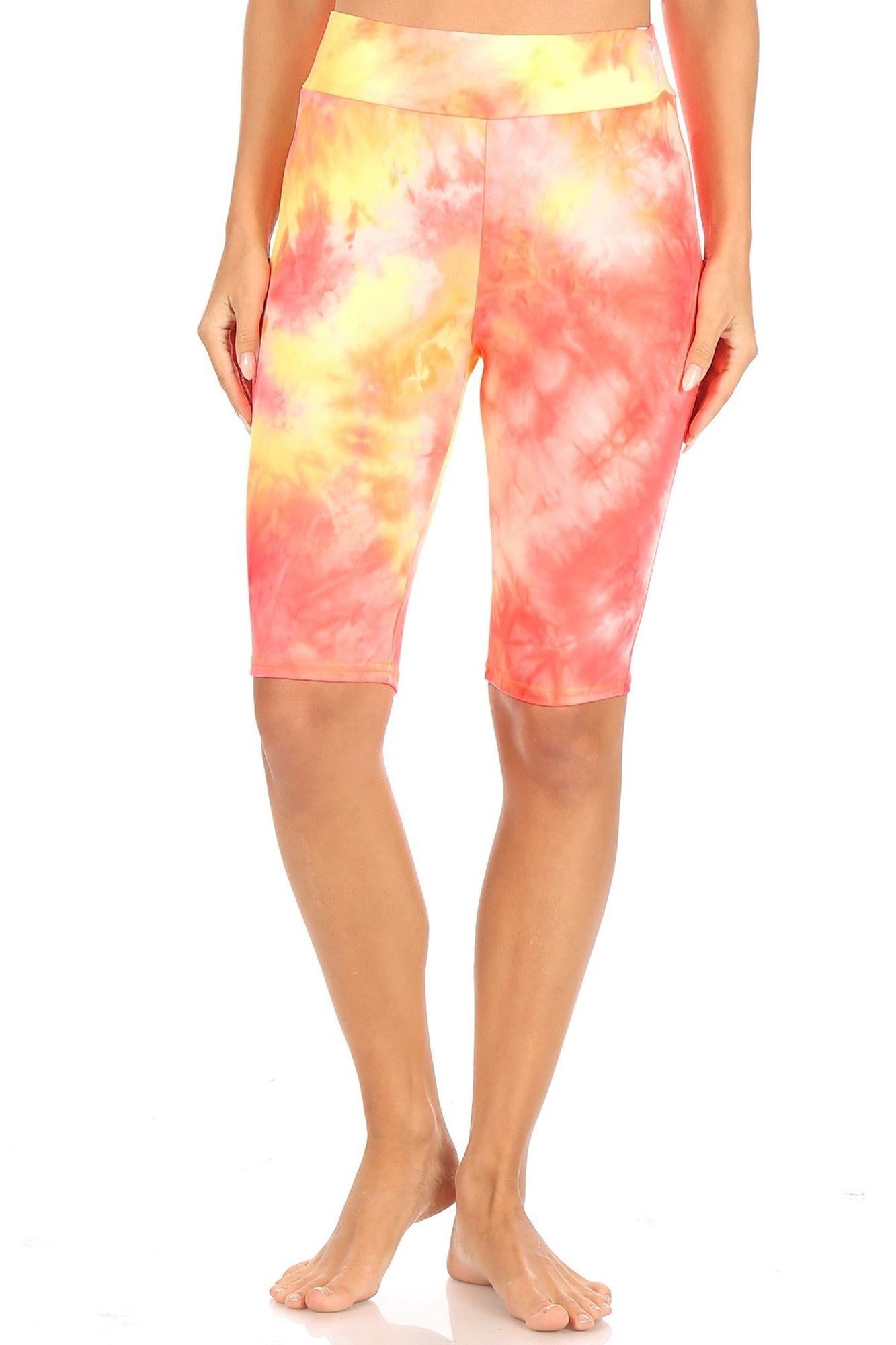 Brushed Tie Dye High Waisted Biker Premium Shorts