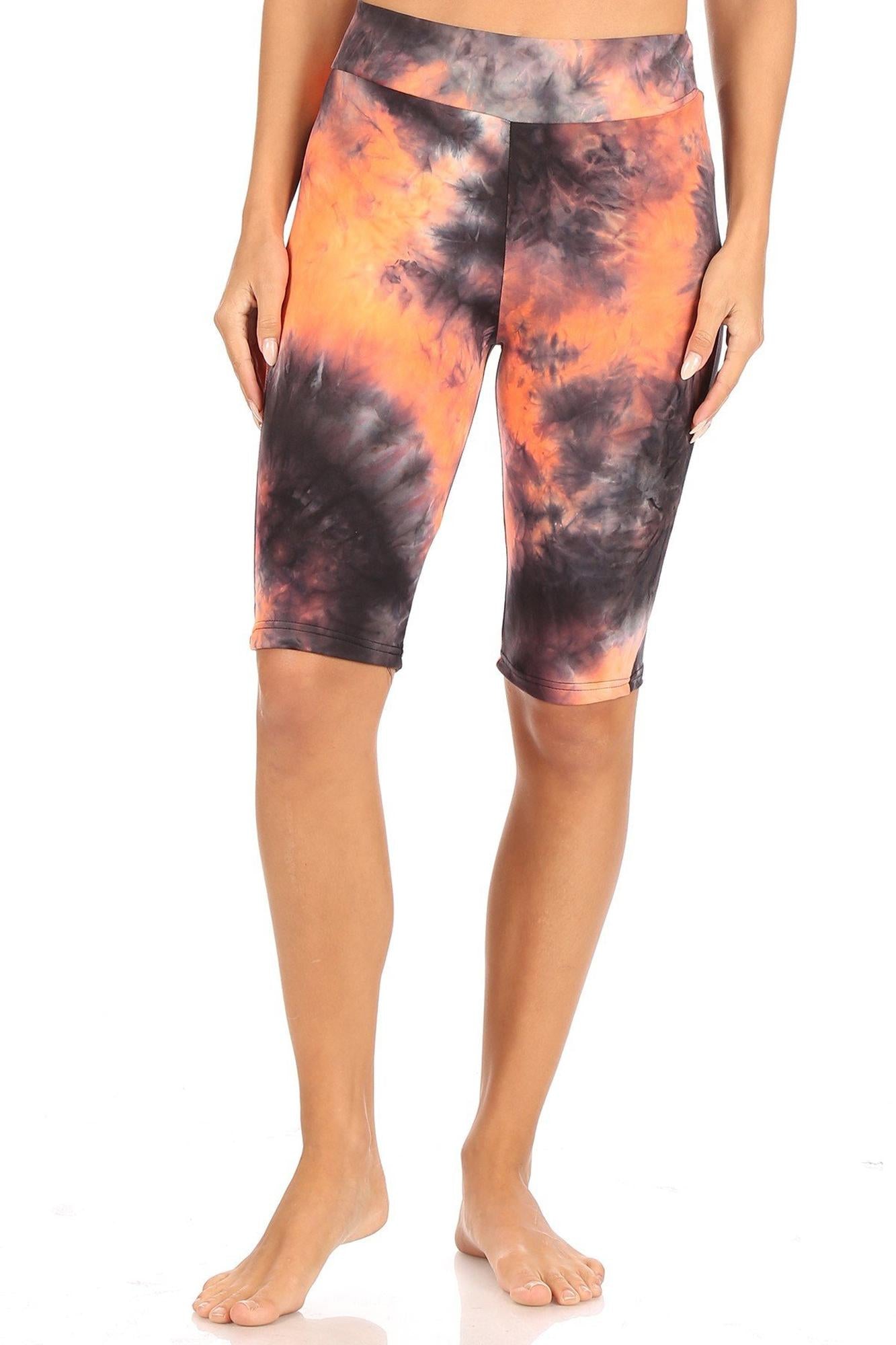 Brushed Tie Dye High Waisted Biker Premium Shorts