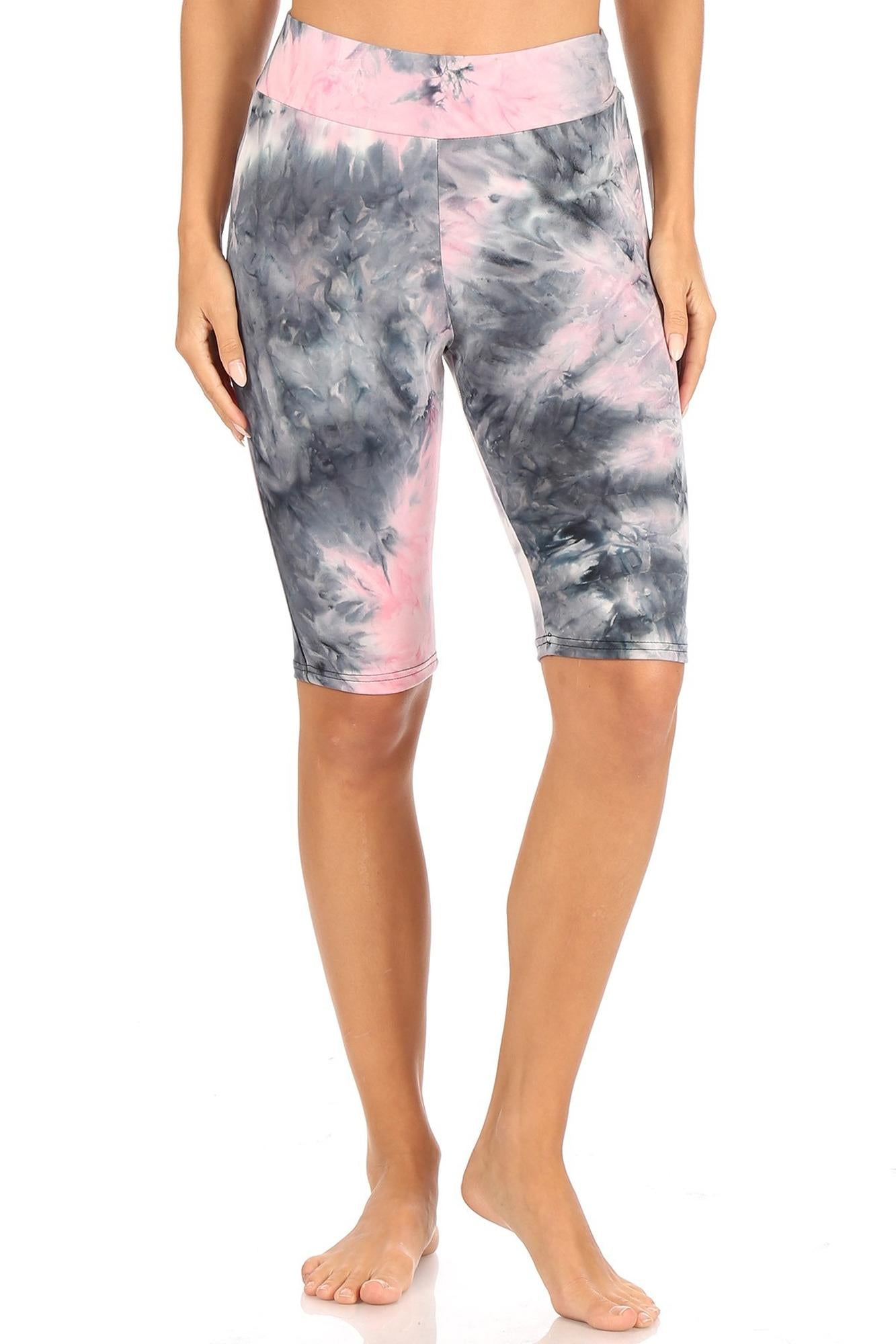 Brushed Tie Dye High Waisted Biker Premium Shorts