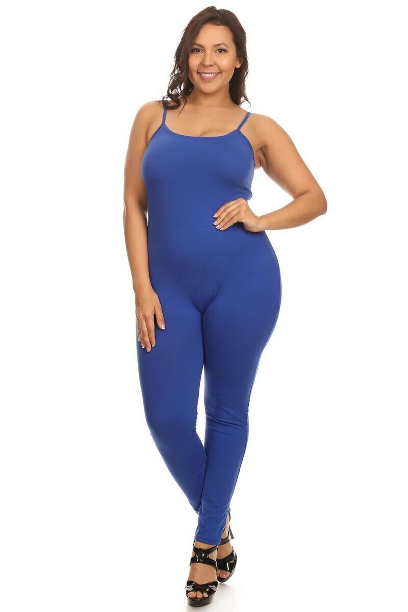 USA Essential Cotton Spaghetti Strap Plus Size Jumpsuit