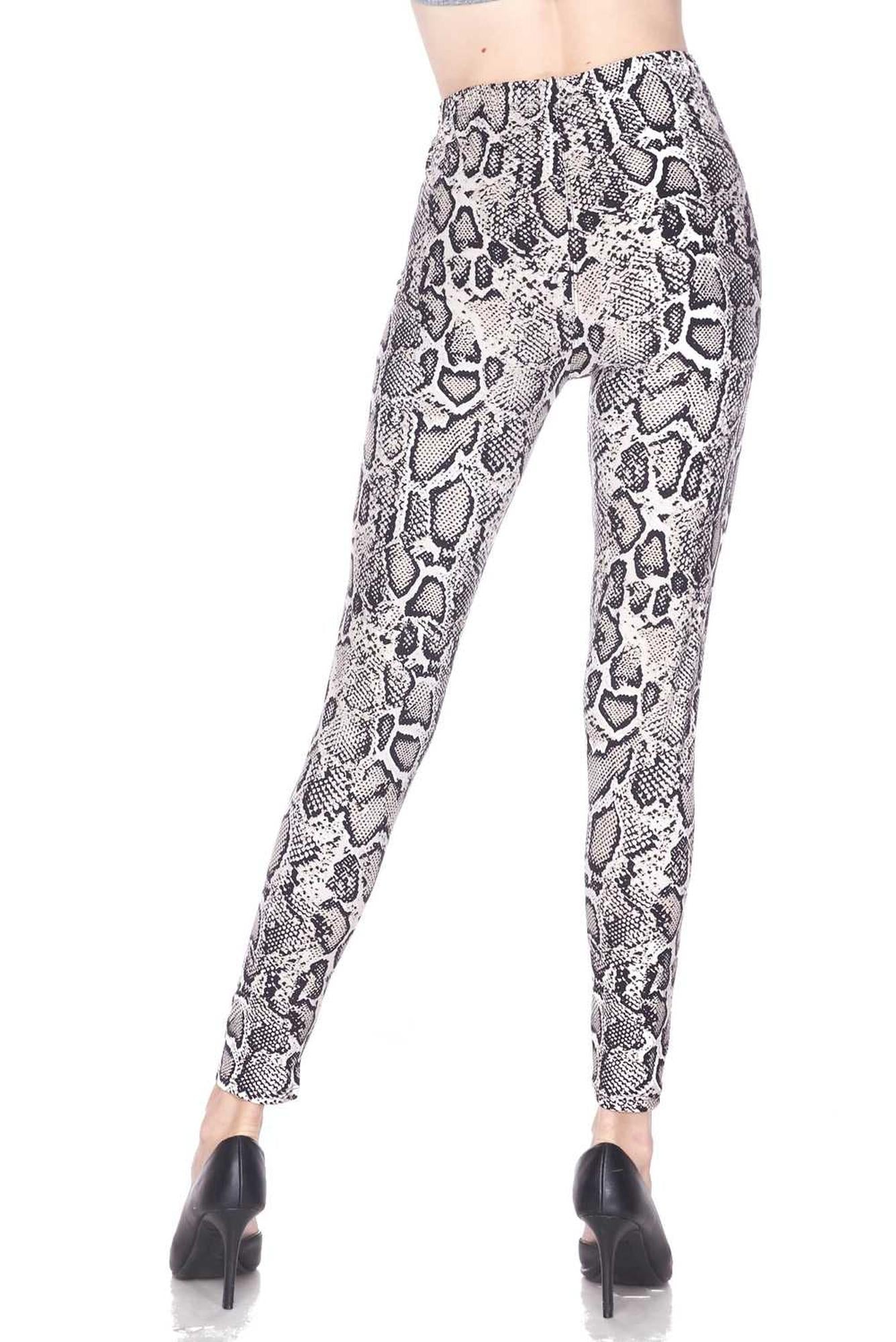 Buttery Smooth Beige Boa Snakeskin Plus Size Leggings