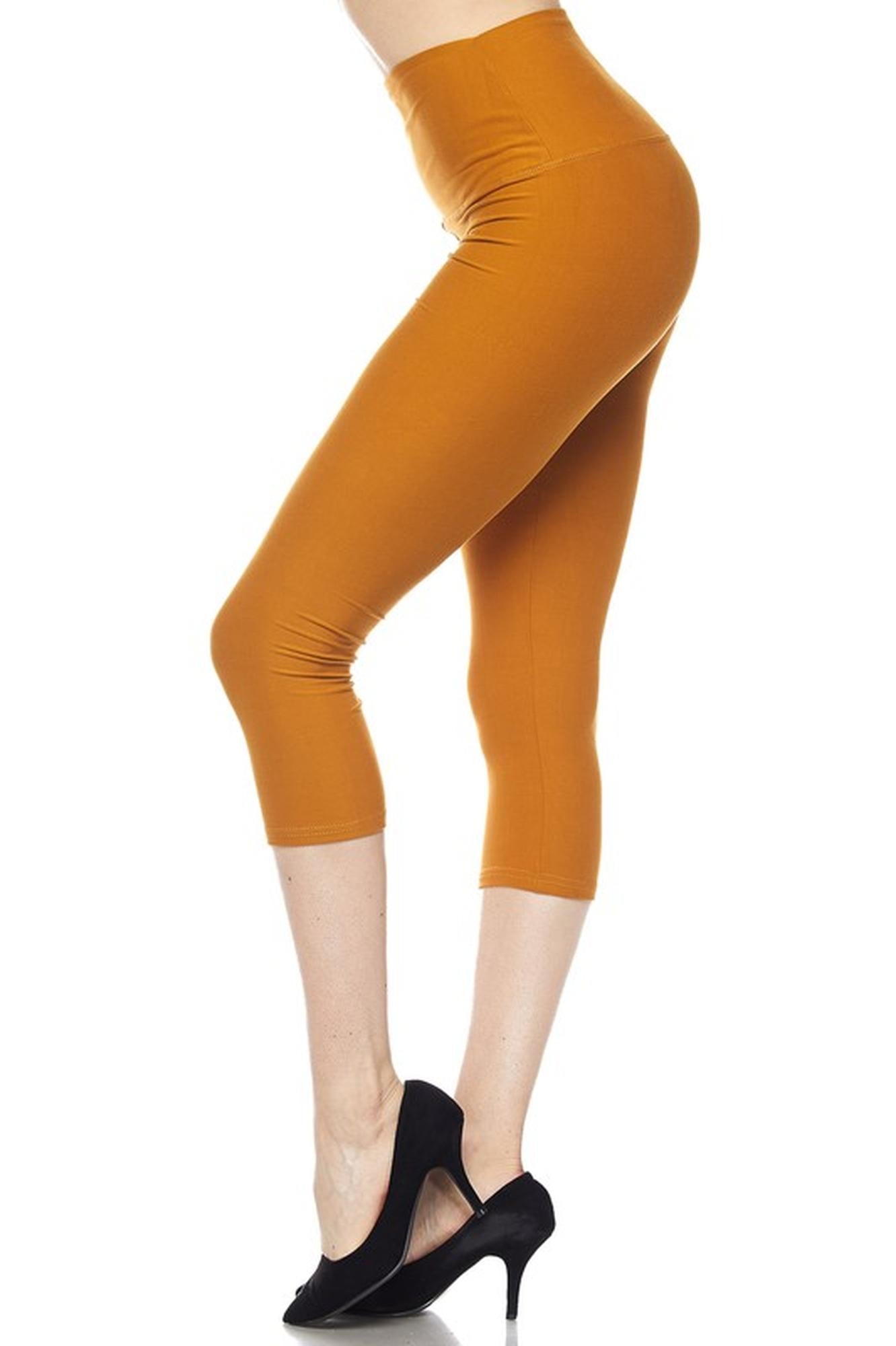 Buttery Smooth Essential Solid High Waisted Plus Size Capris - 5 Inch - New Mix