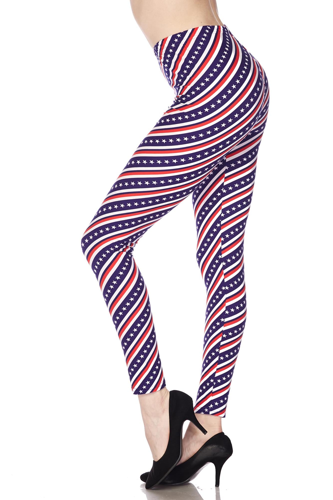 Buttery Smooth Spiral Stars and Stripes Plus Size Leggings