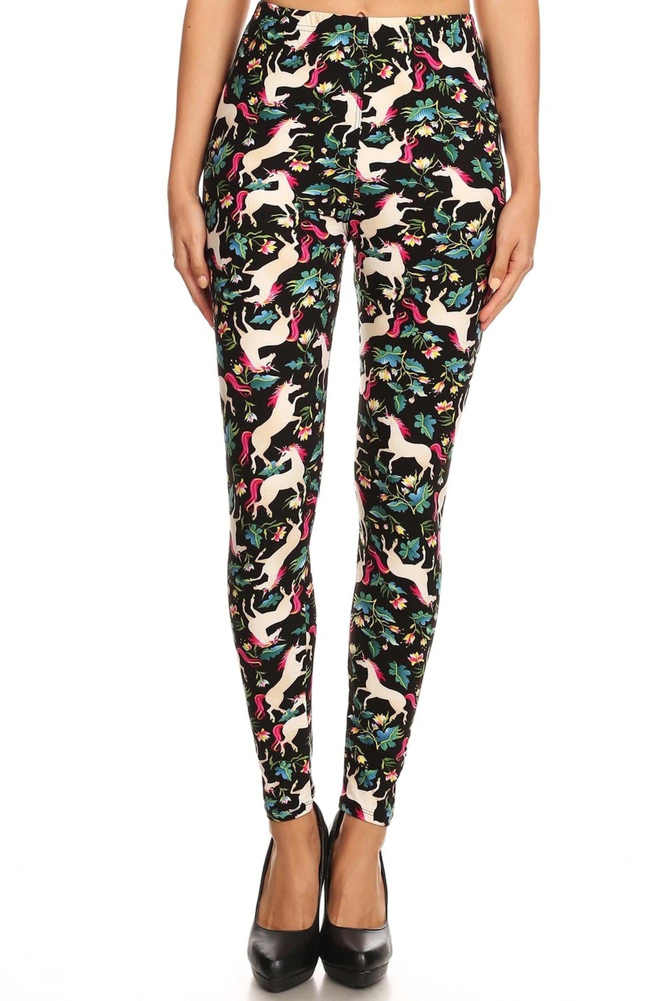 Buttery Smooth Woodland Unicorn Plus Size Leggings - Small Unicorns