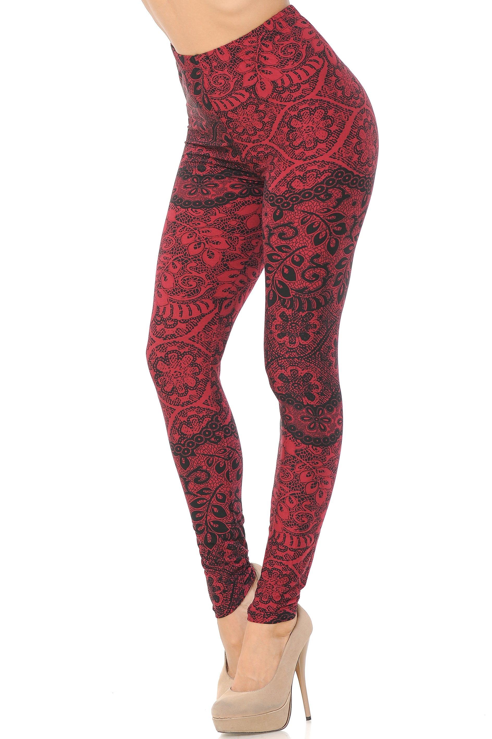 Buttery Soft Rouge Leaf Plus Size Leggings