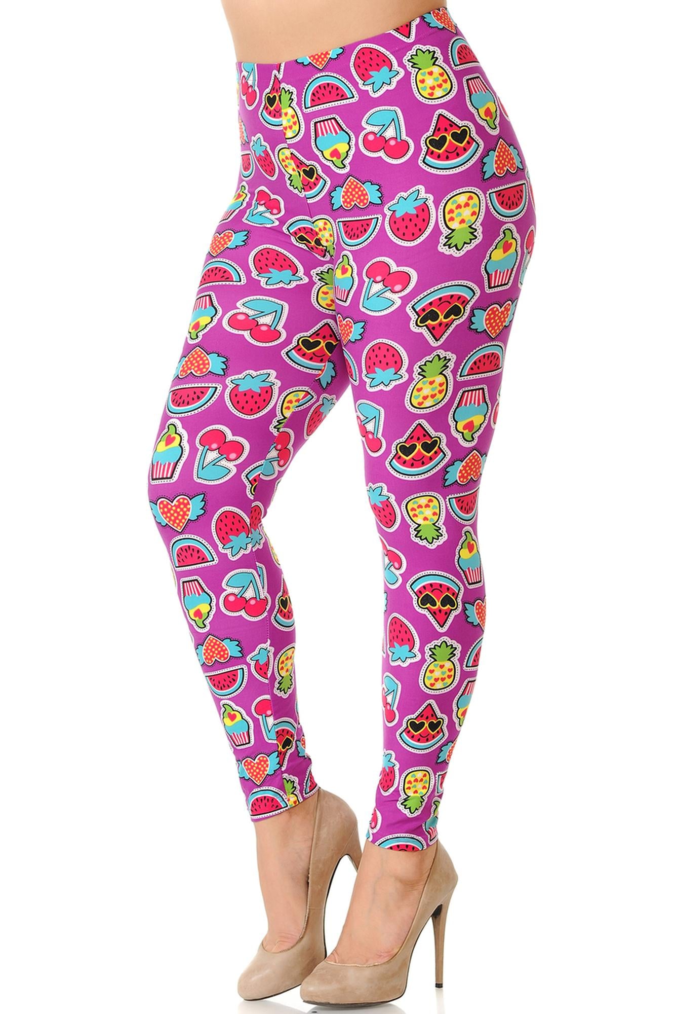 Buttery Smooth  Cartoon Fruit Plus Size Leggings