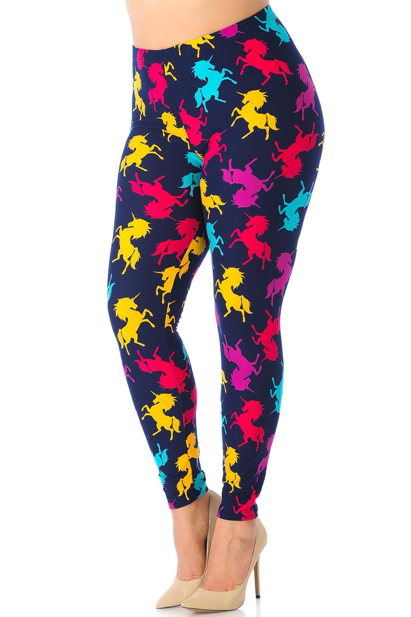 Buttery Smooth Colorful Unicorns Plus Size Leggings