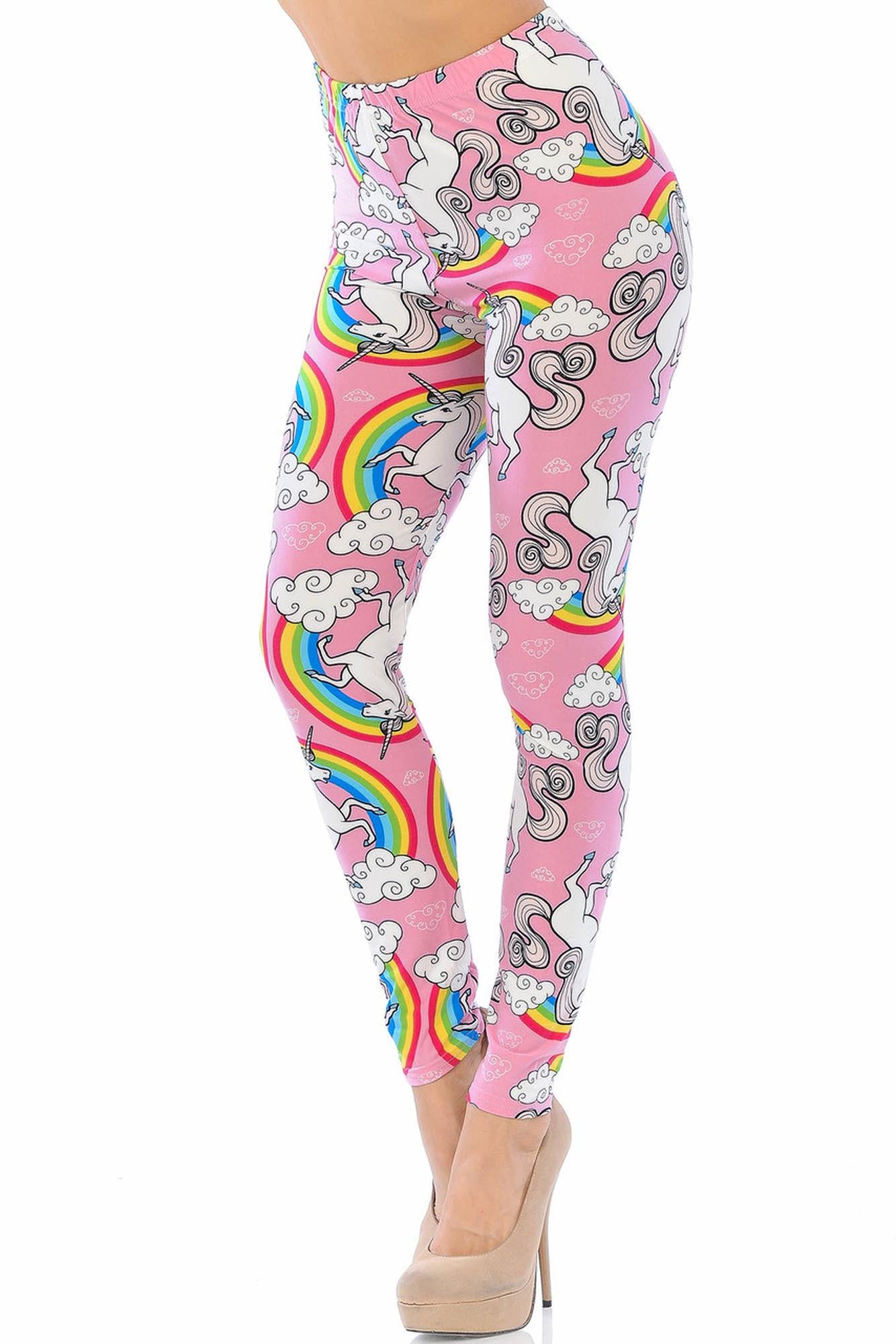 Buttery Smooth Pink Rainbow Unicorn Plus Size Leggings