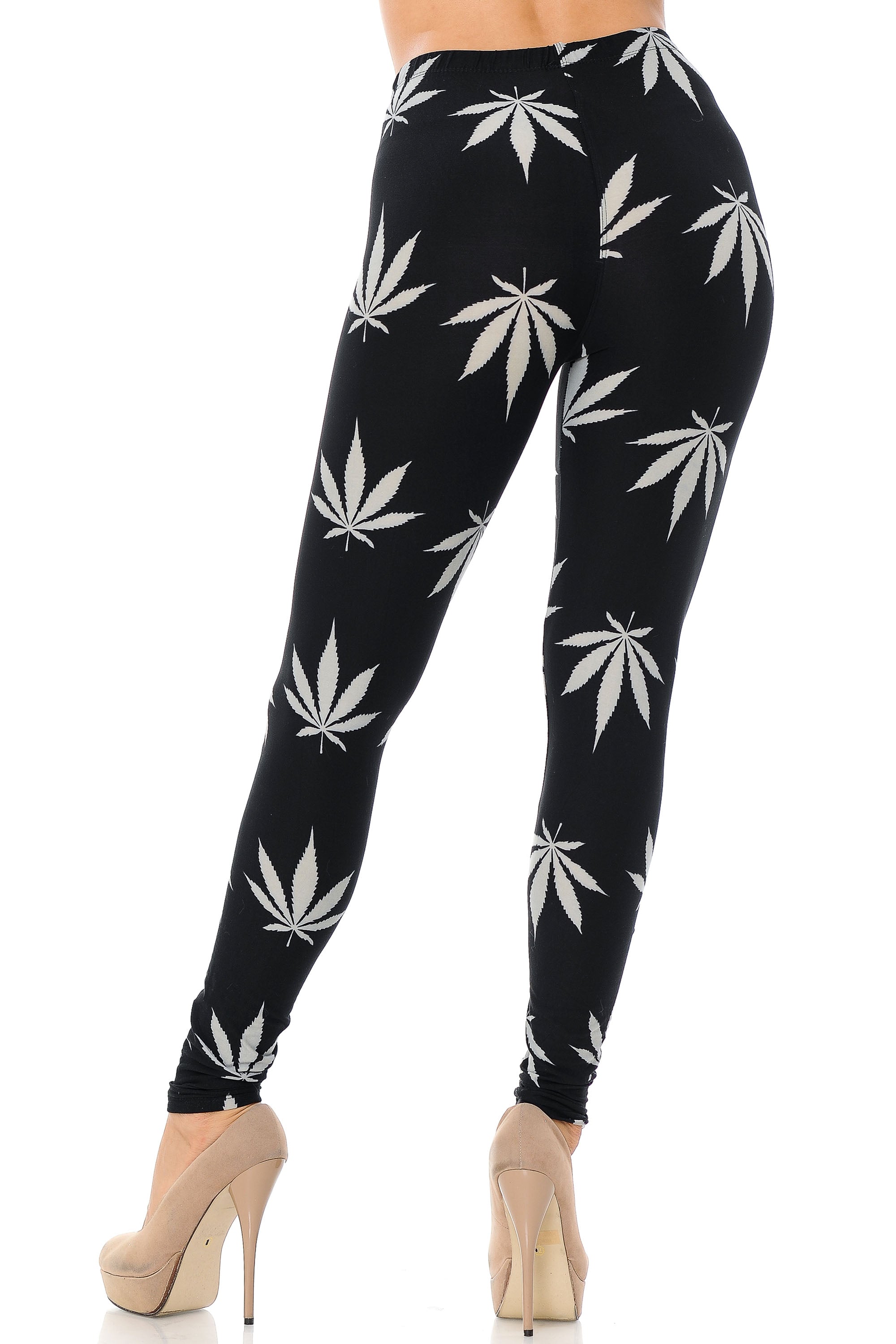 Buttery Smooth Black Marijuana Plus Size Leggings