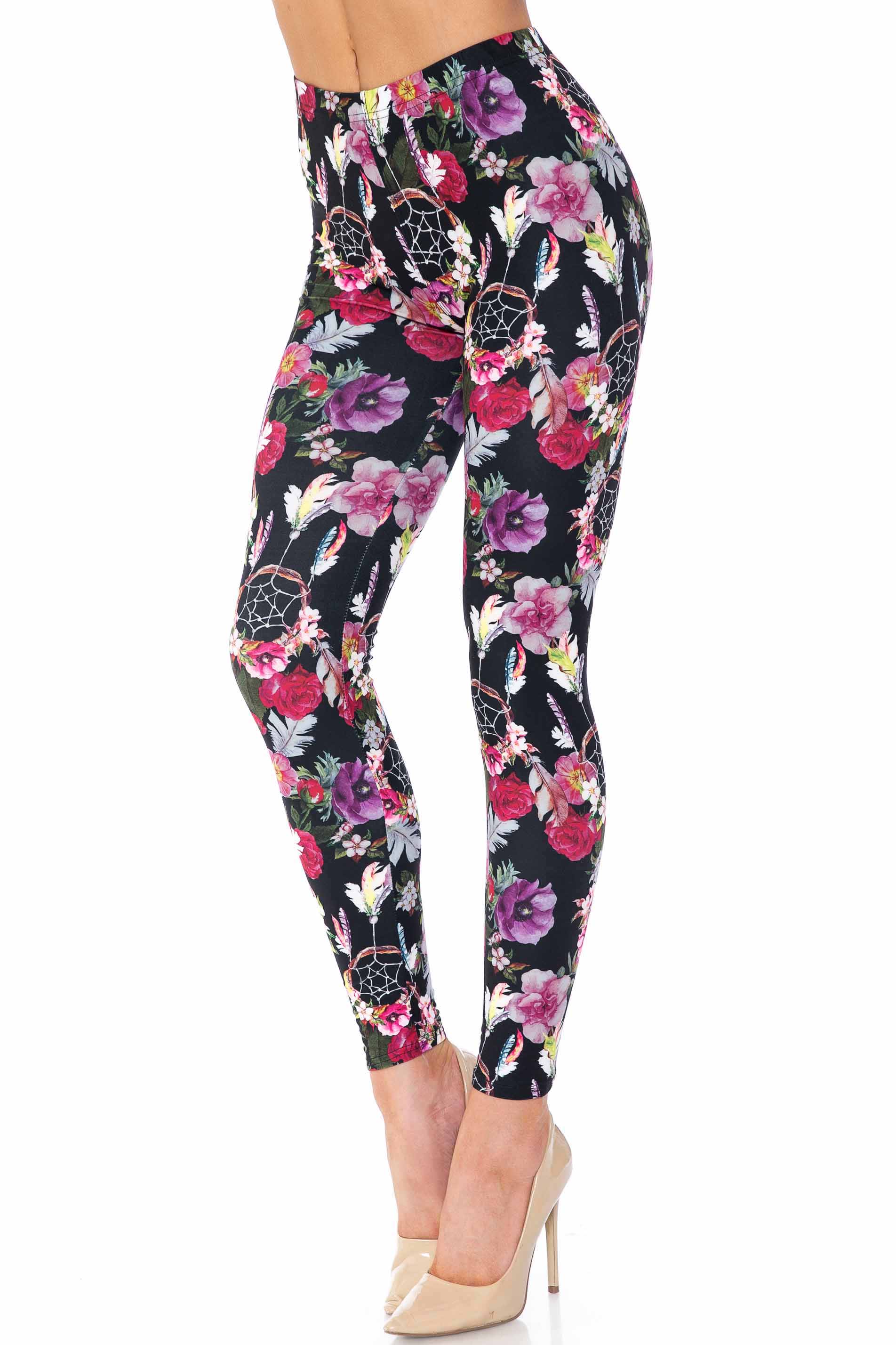 Creamy Soft Floral Dreamcatcher Plus Size Leggings - USA Fashion