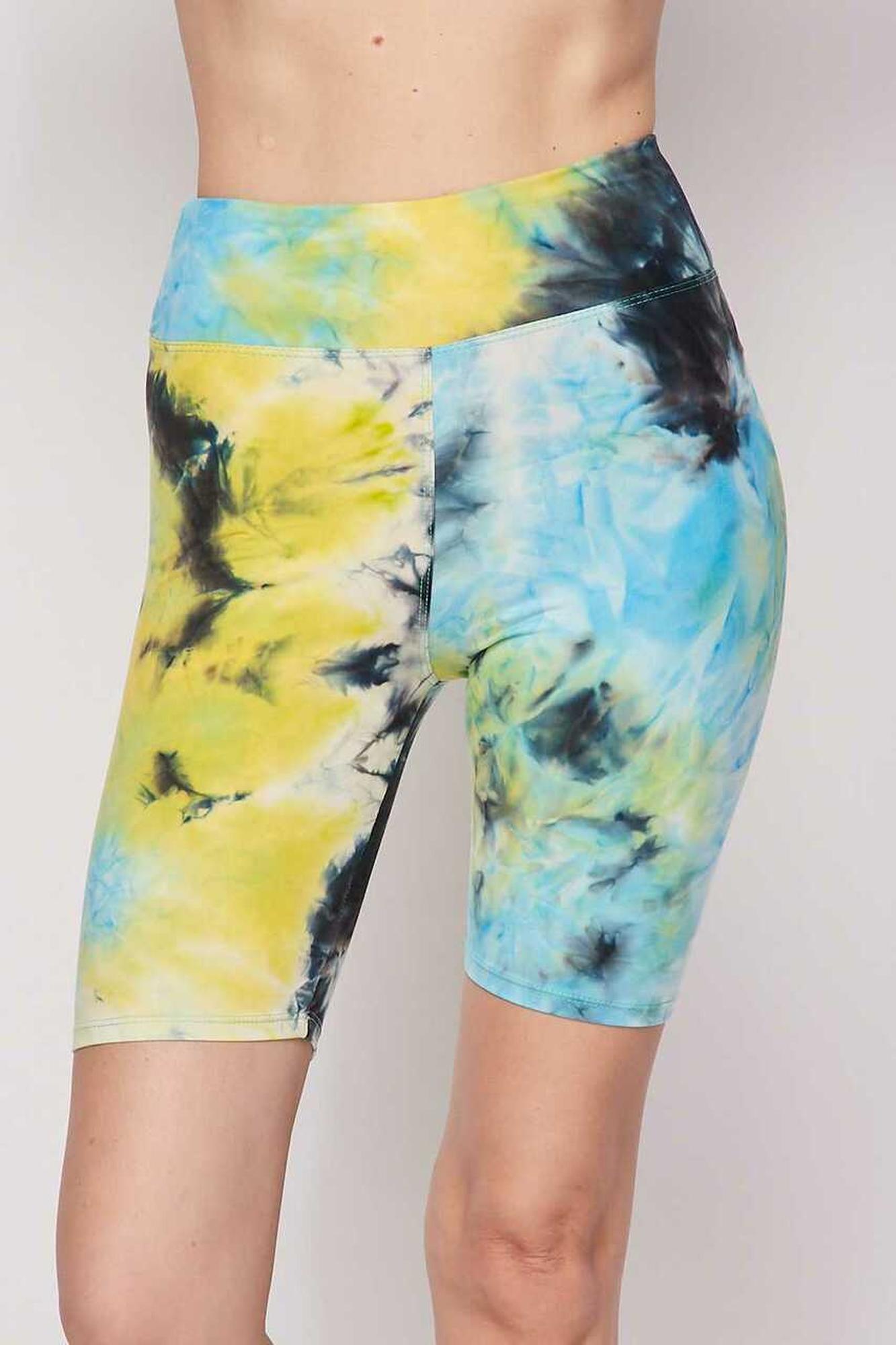 Wholesale Buttery Soft Tie Dye High Waisted Plus Size Biker Premium Shorts - 3 Inch Waist