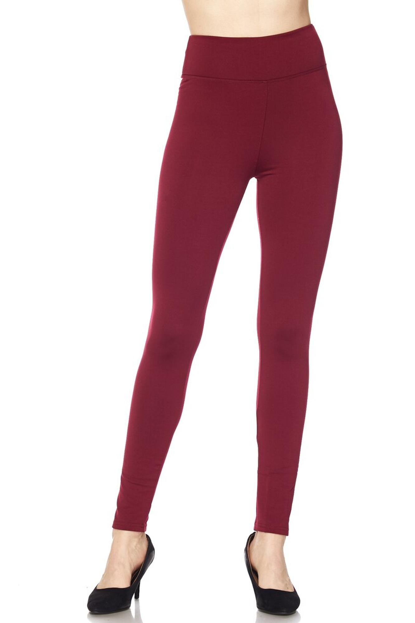 High Waisted Fleece fully lined Plus Size Leggings - 3 Inch Waistband