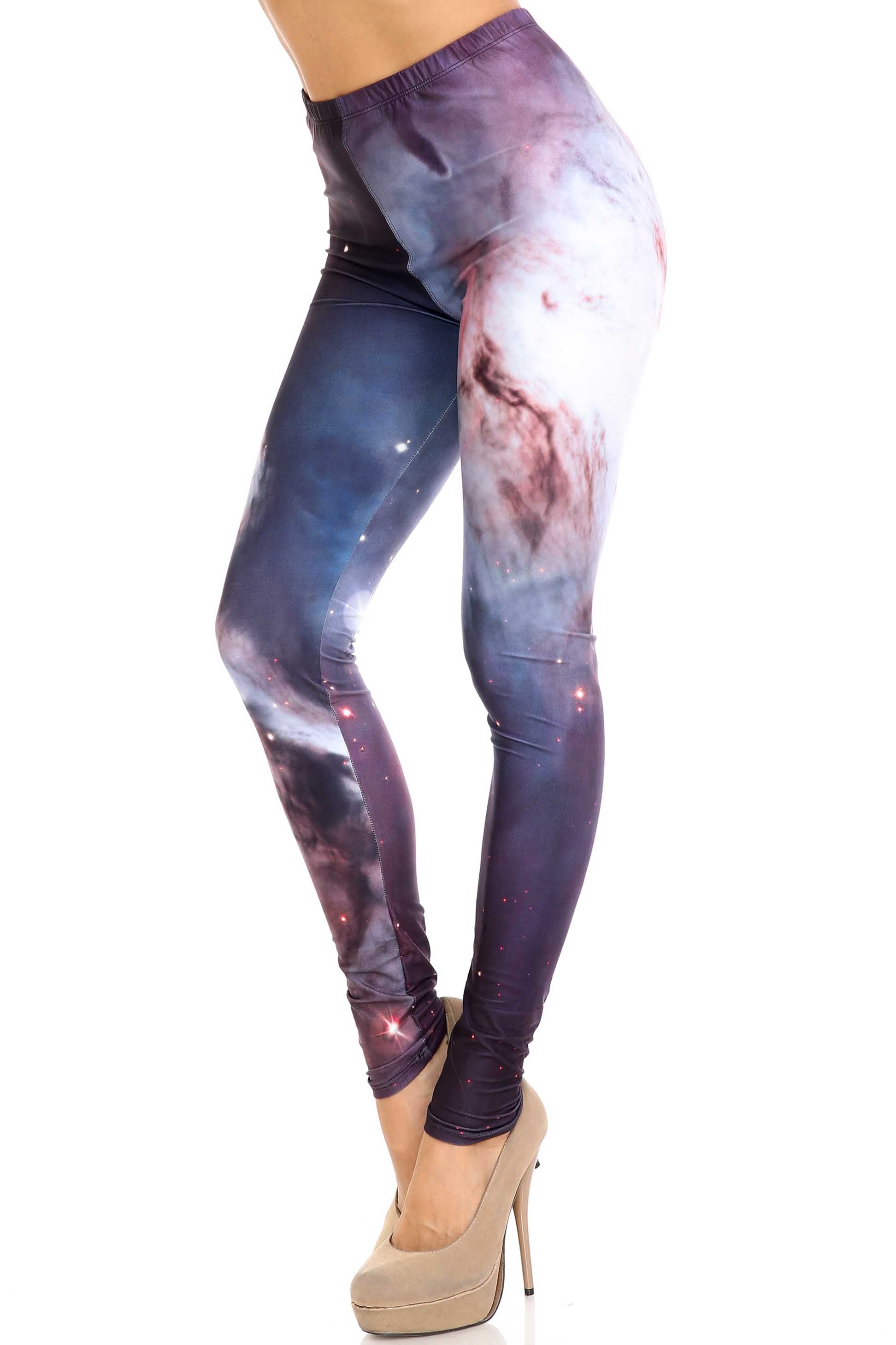 Creamy Soft Black Galaxy Plus Size Leggings - USA Fashion