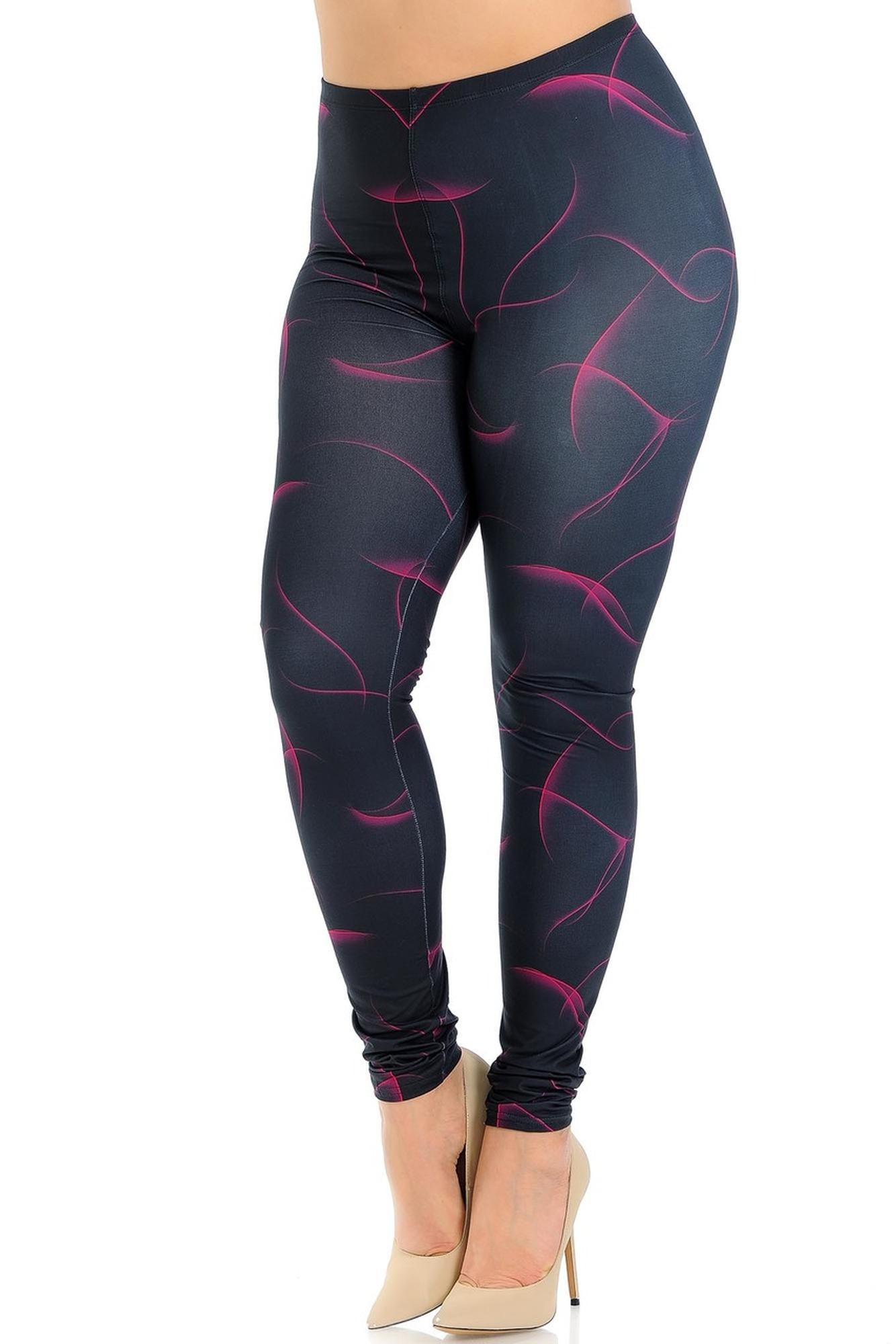 Creamy Soft Fuchsia Mist Plus Size Leggings - USA Fashion