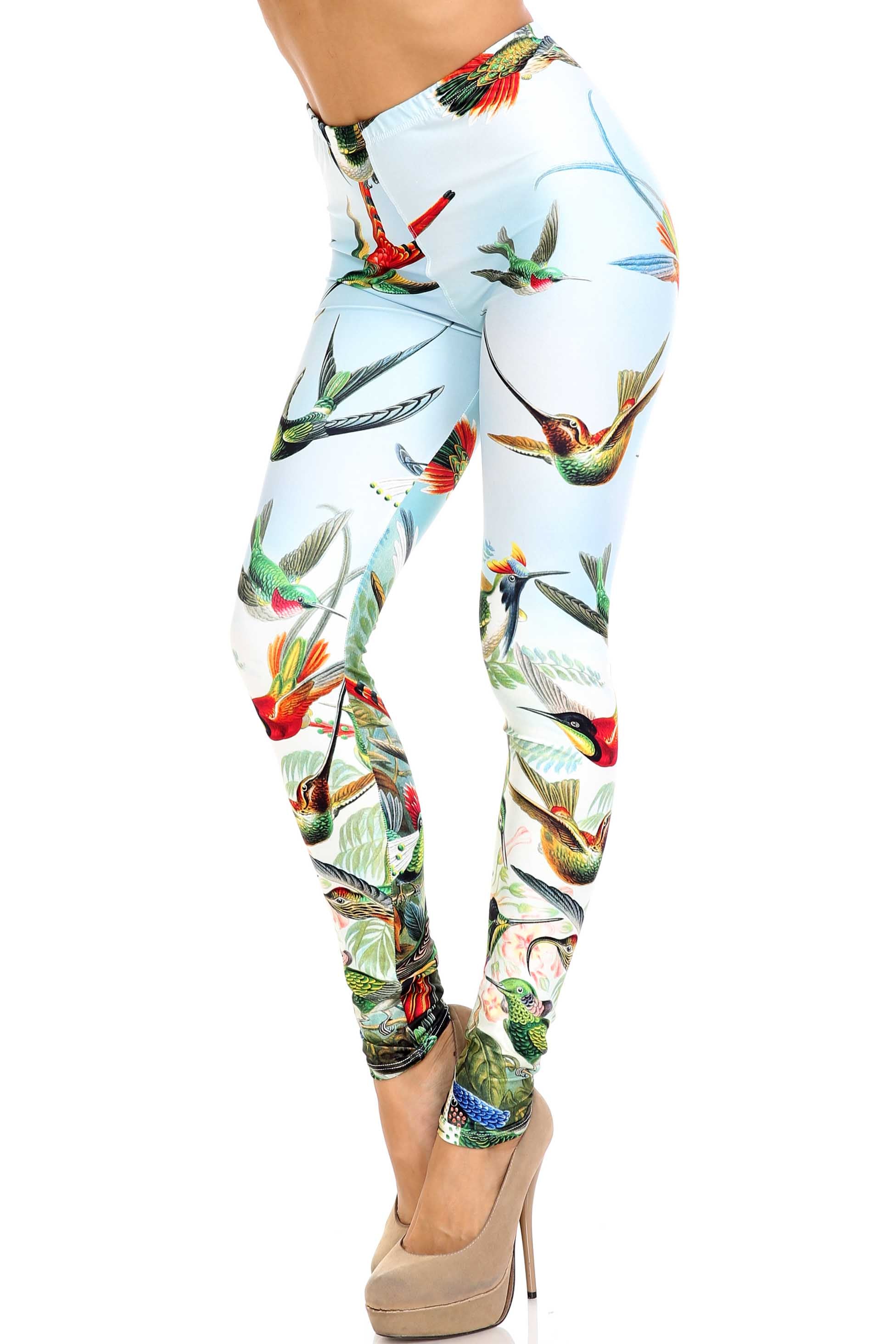 Creamy Soft Happy Hummingbirds Plus Size Leggings - USA Fashion